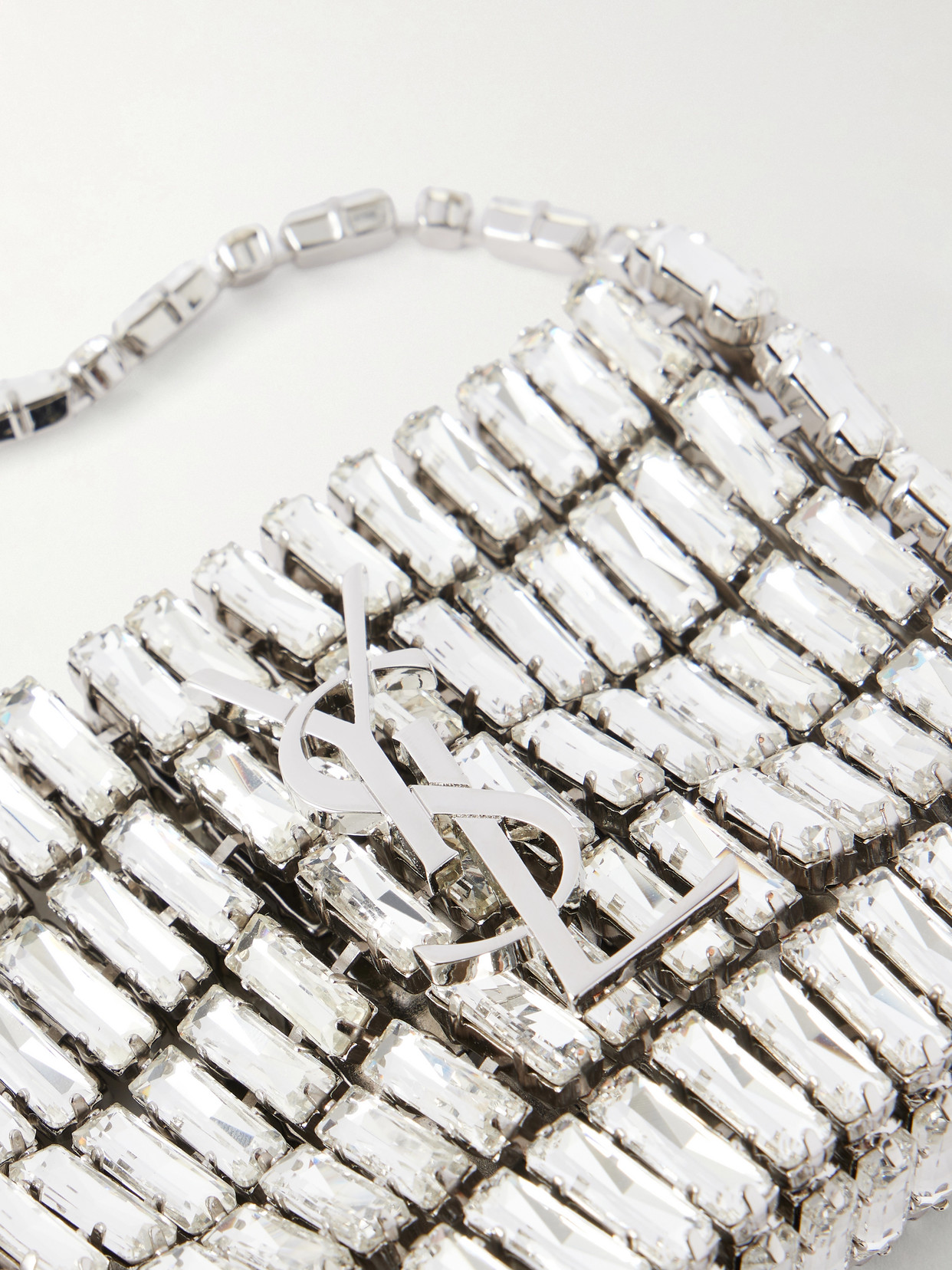 Evening Micro Crystal-Embellished Chainmail Shoulder Bag