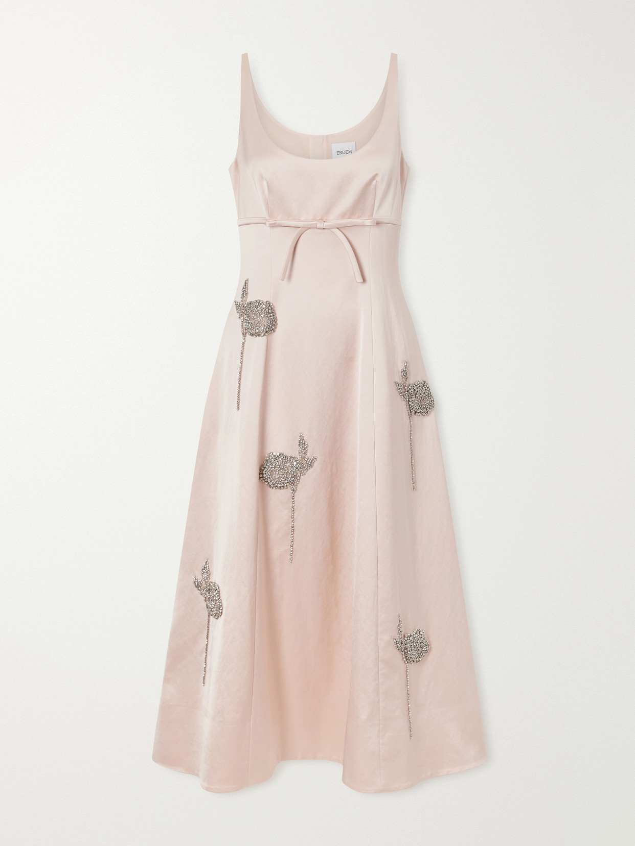 Erdem Embroidered Satin Midi Dress In Pink