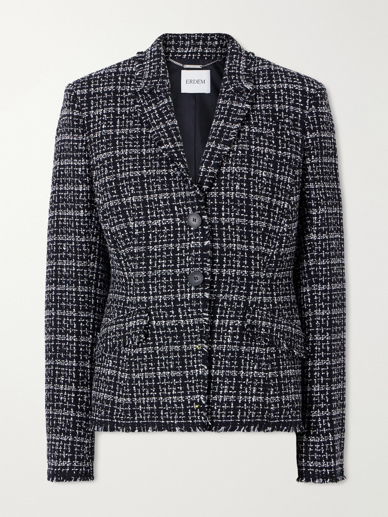 Erdem - Fitted Single-breasted Cotton-blend Tweed Blazer - Black