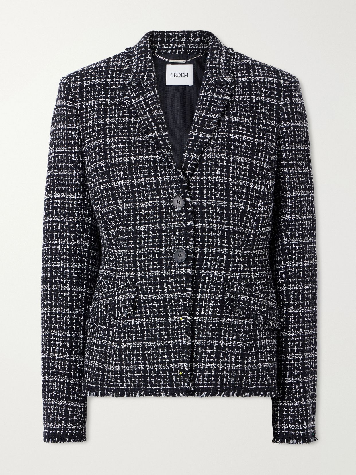 Fitted single-breasted cotton-blend tweed blazer