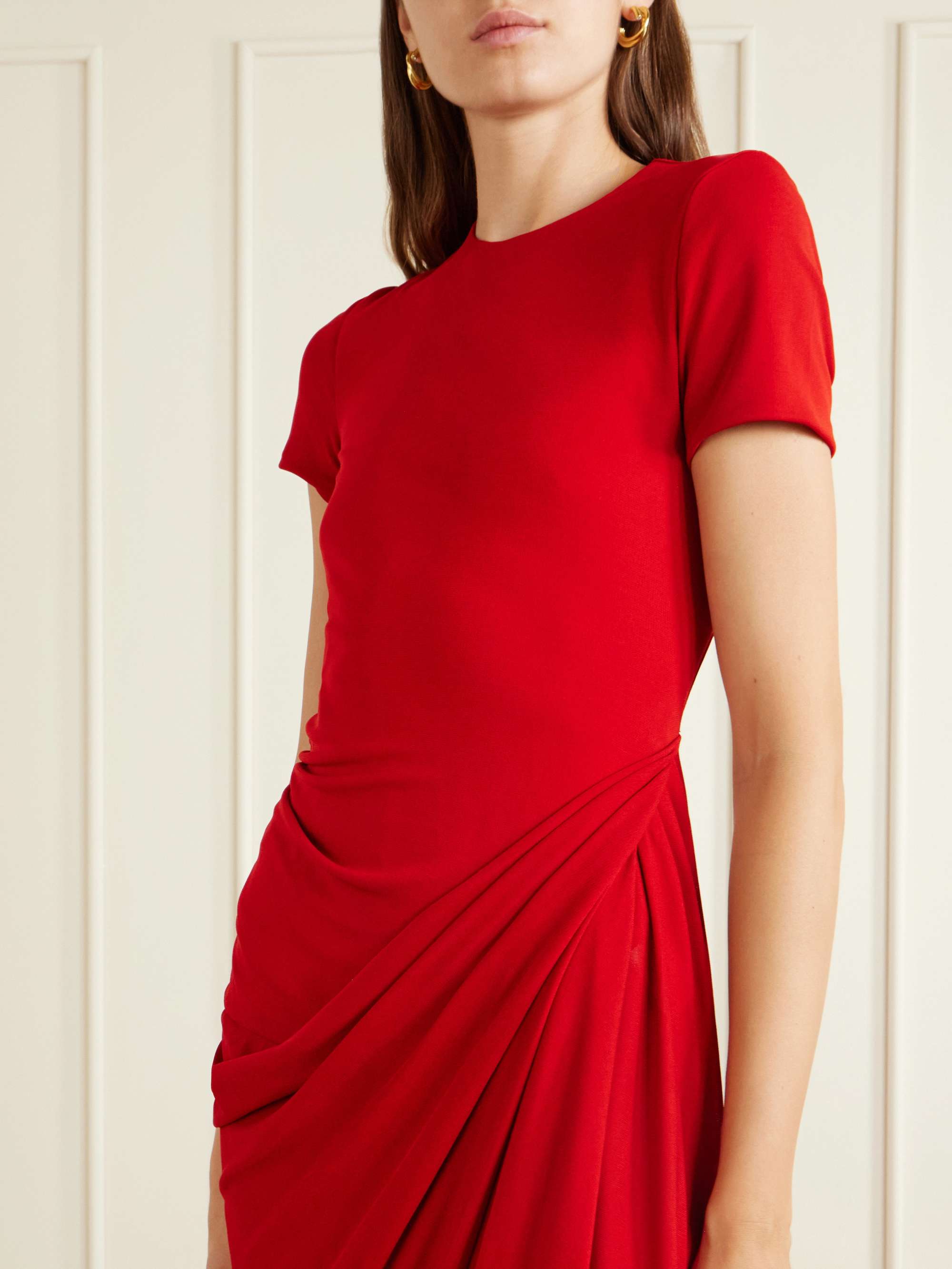 erdem draped gathered stretch crepe midi dress Erdem Crepe Midi Dresses