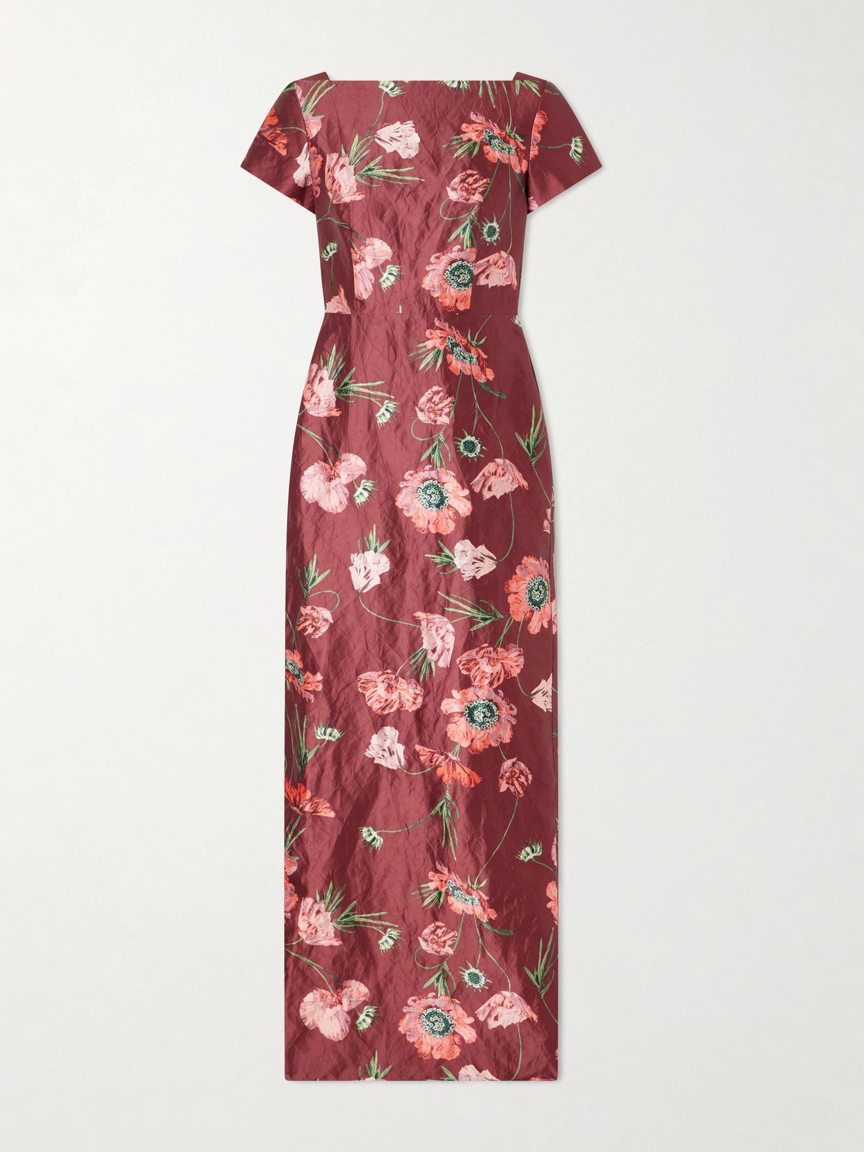 floral print textured satin dress
