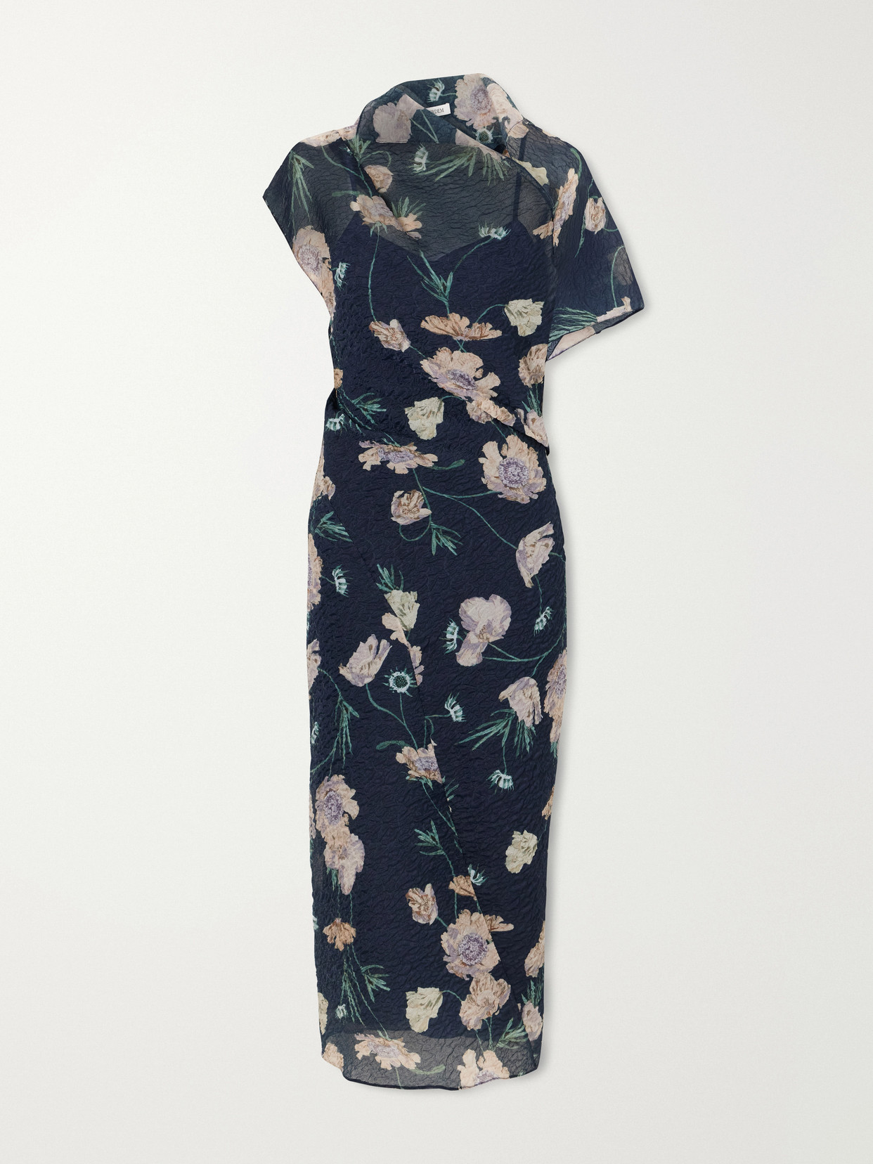 Erdem Floral-printed Organza-cloquè Midi Dress In Blue