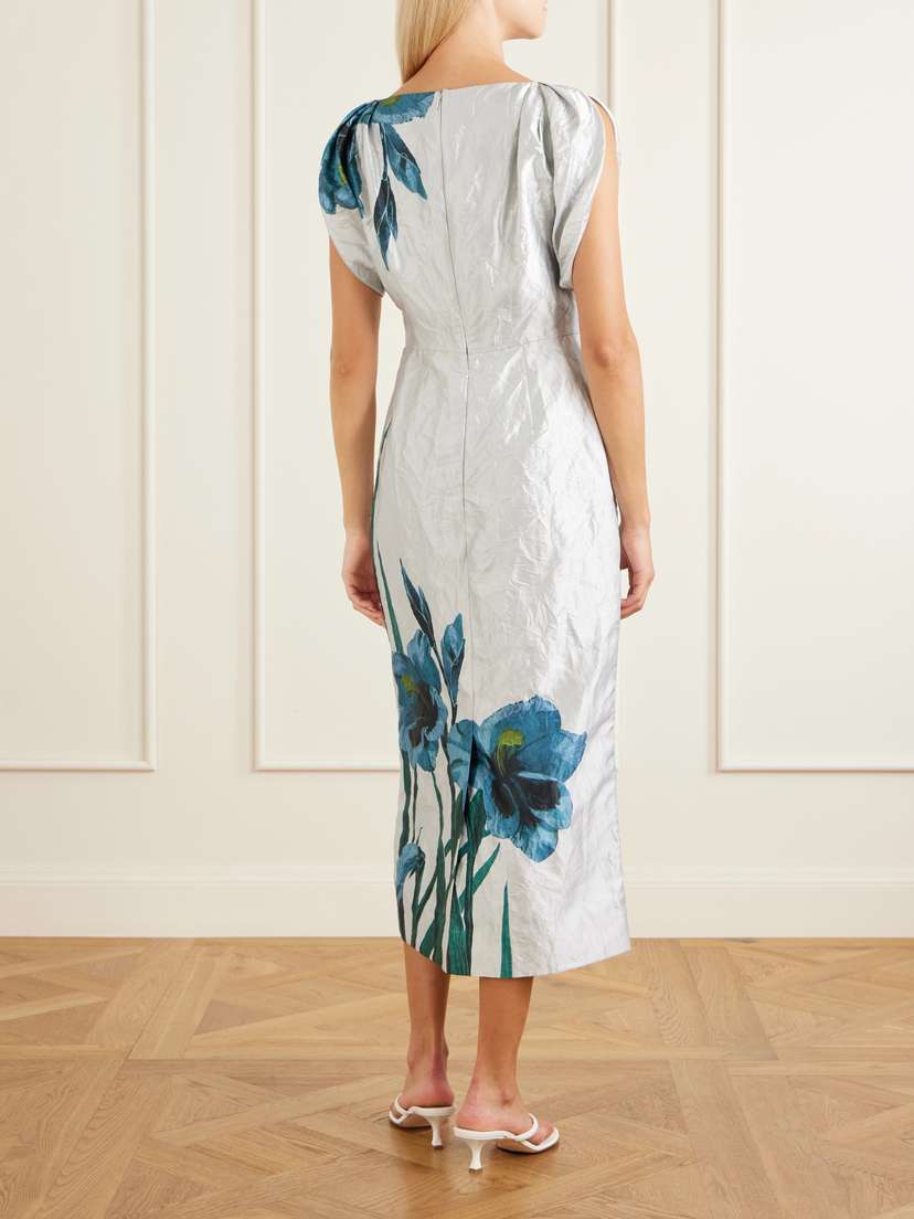 Erdem Floral-print Textured Satin Midi Dress | Thumbnail 3 Erdem Floral-print Textured Satin Midi Dress | Thumbnail 3