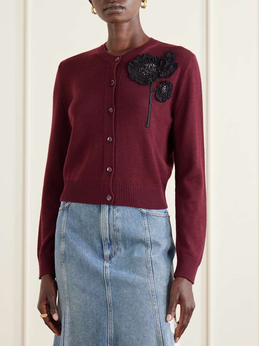 Erdem Embellished Ribbed Merino Wool Cardigan | Thumbnail 3 Erdem Embellished Ribbed Merino Wool Cardigan | Thumbnail 3