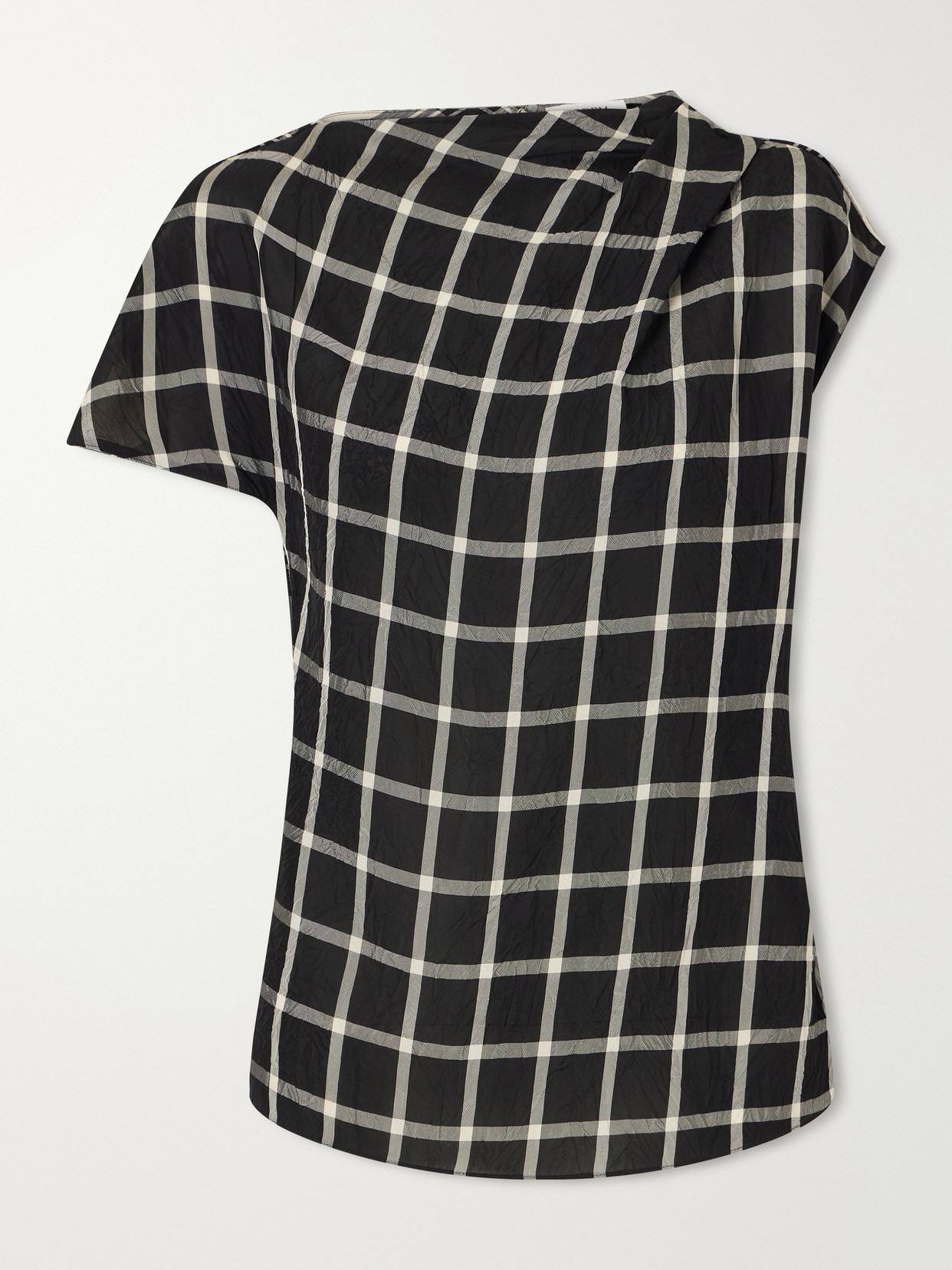 Erdem Crushed Window Checked Georgette Tank In Black