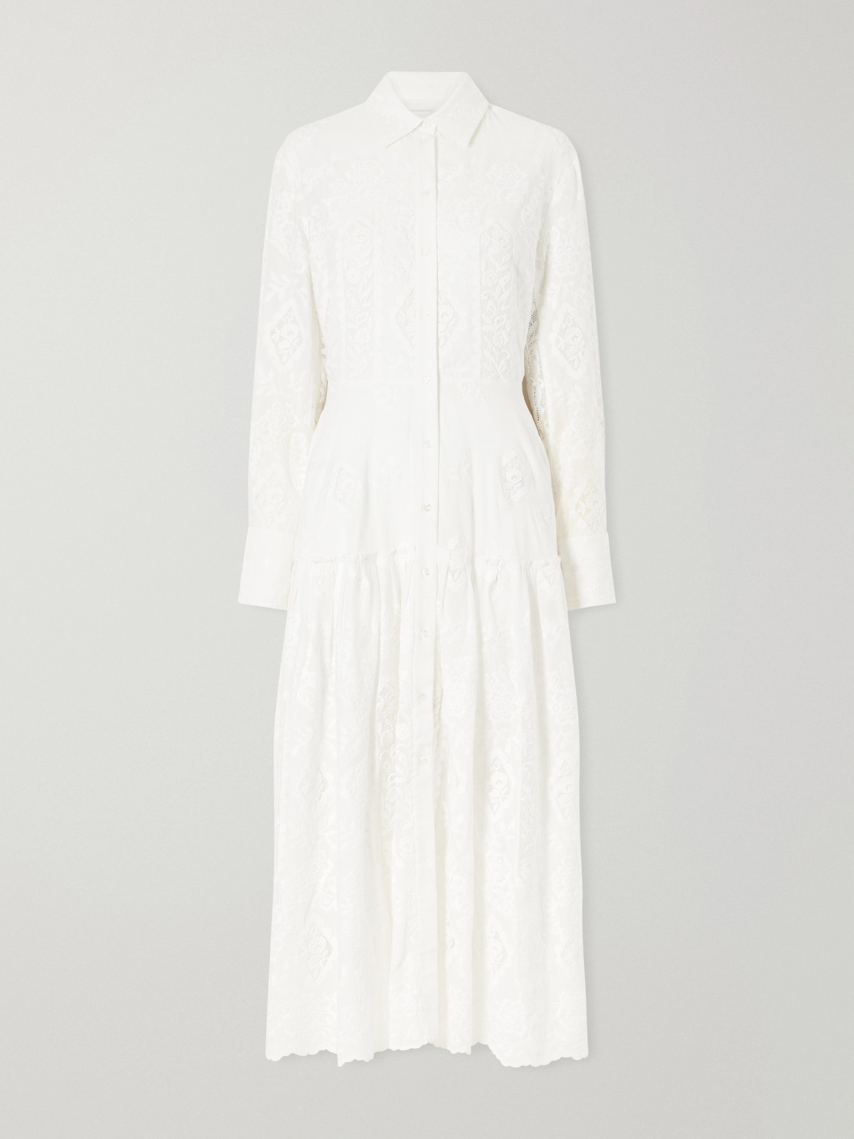 Erdem Embroidered Cotton-voile Midi Dress In White