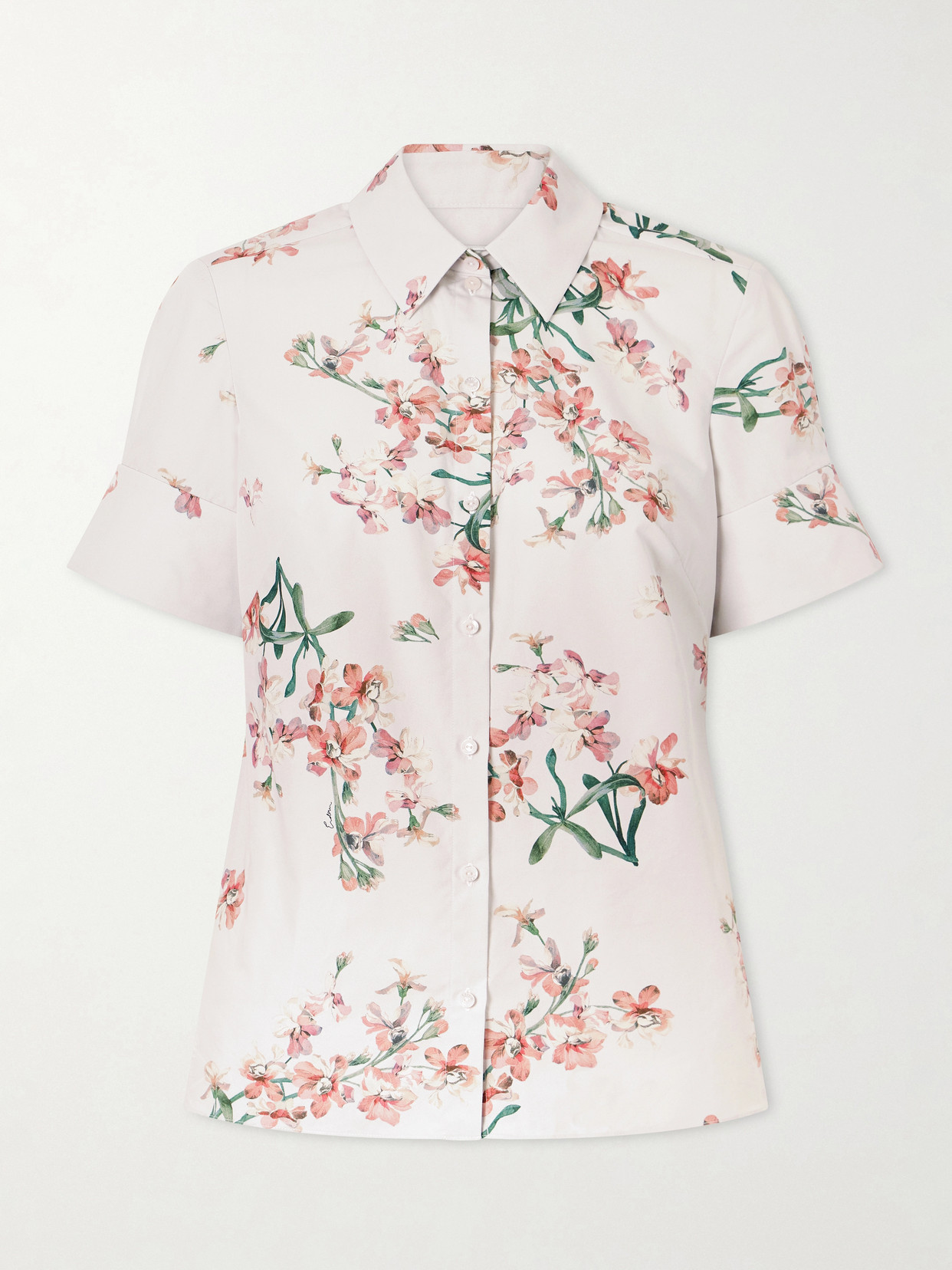 Erdem Floral-print Cotton-poplin Shirt In White