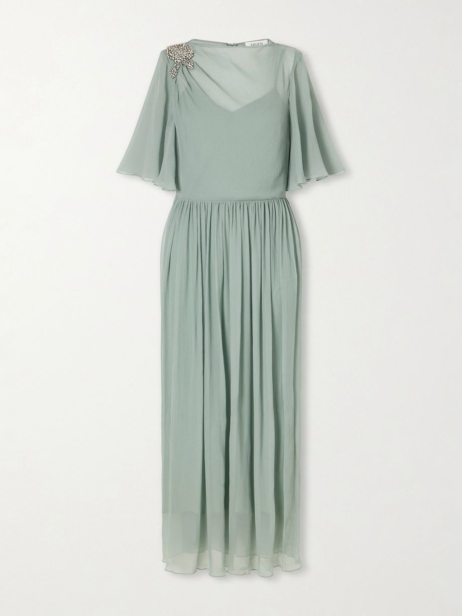 Crystal-embellished silk midi dress