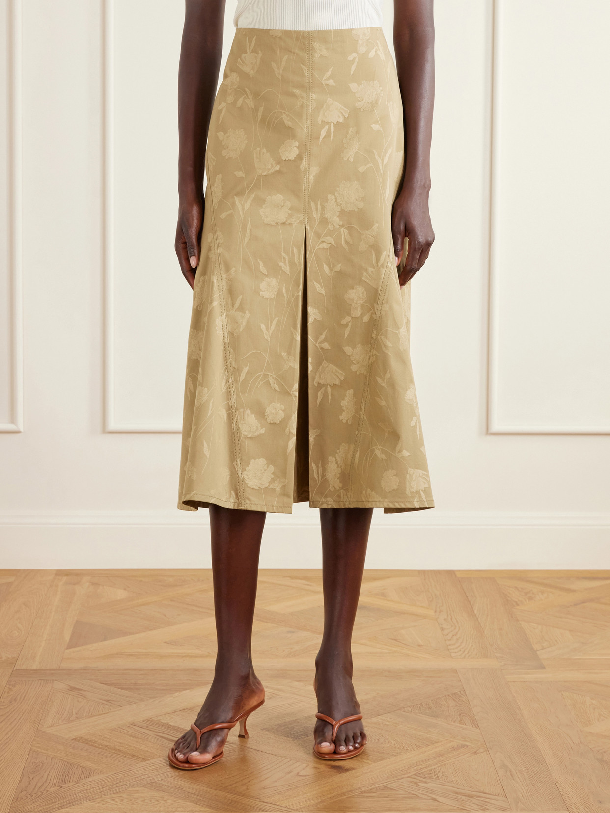 Floral-Jacquard Cotton Midi