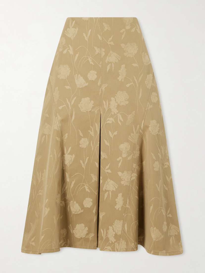 Erdem Floral-jacquard Cotton Midi Skirt