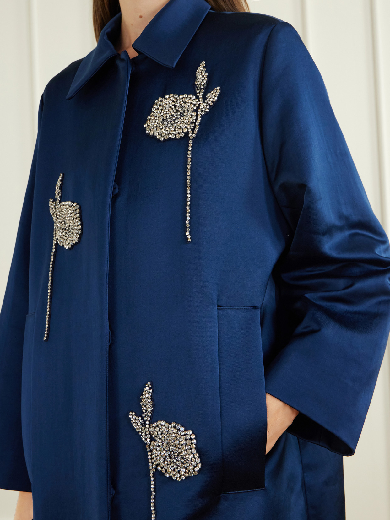 Floral-Embroidered Coat