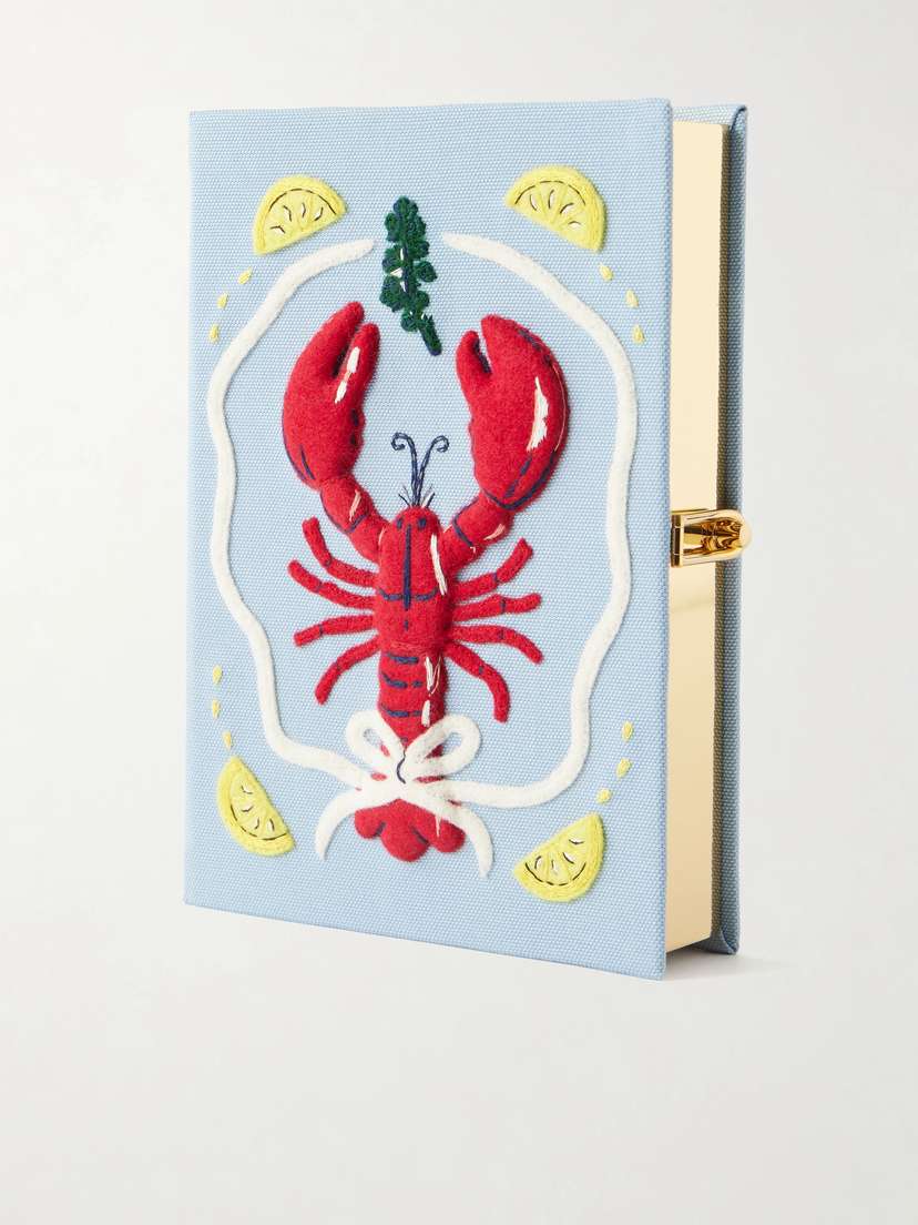 Olympia Le-Tan Lobster Appliquéd Embroidered Canvas Clutch