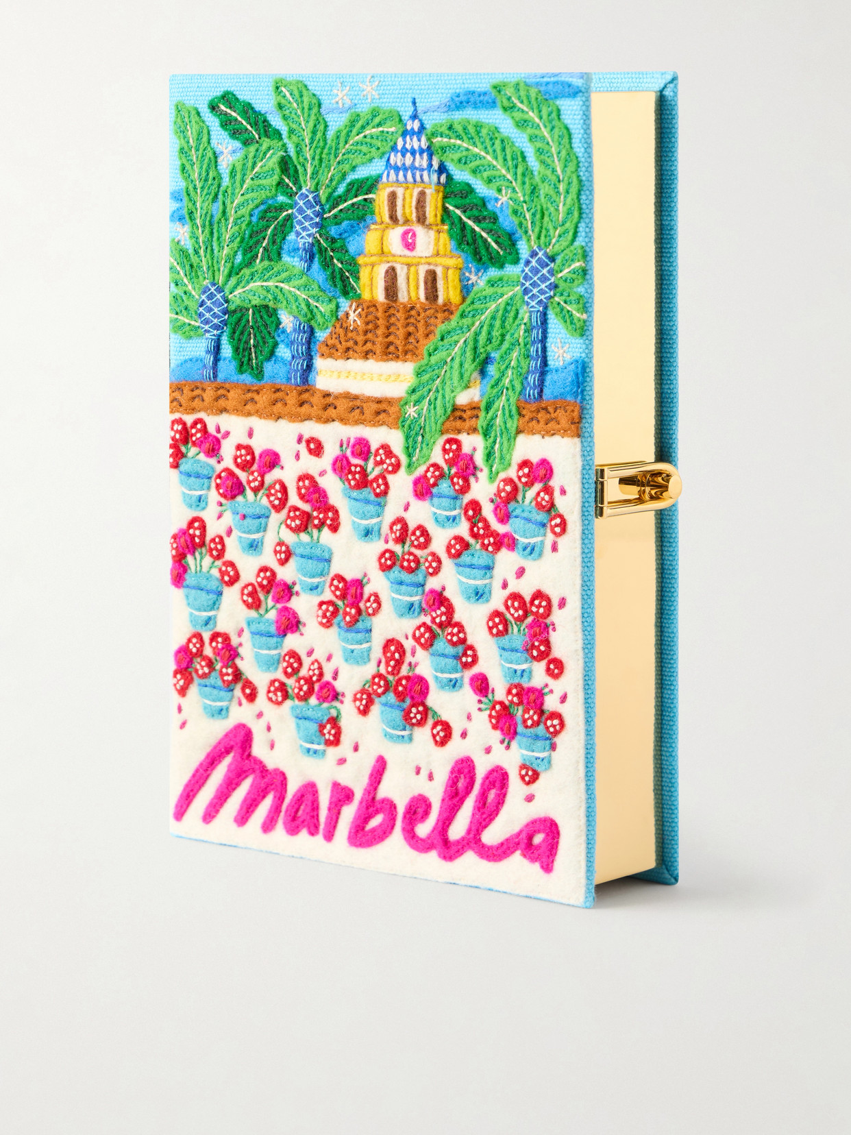 Olympia Le-tan Marbella Appliquéd Embroidered Canvas Clutch In Multi