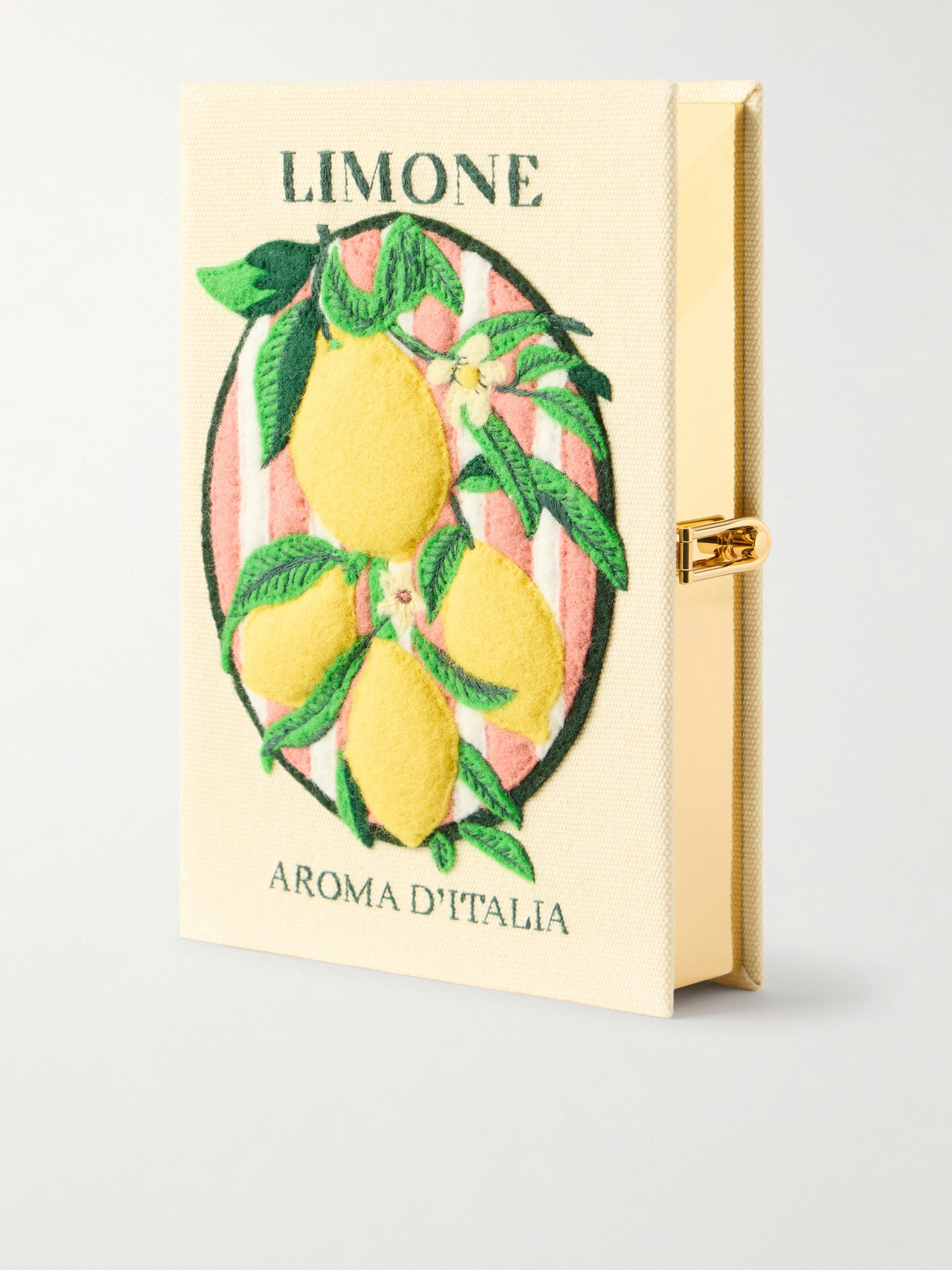 Olympia Le-tan Aroma D'italia Appliquéd Embroidered Canvas Clutch In Yellow
