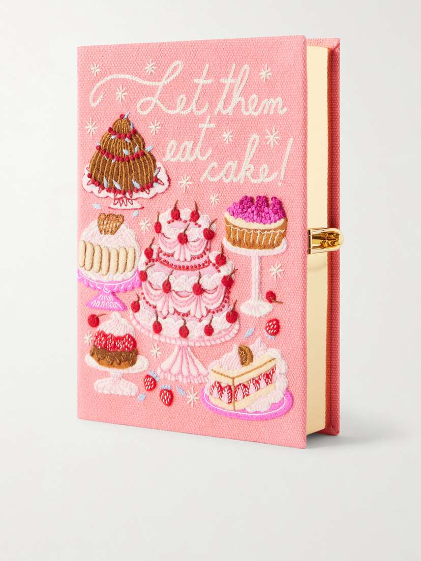 Olympia Le-Tan Let Them Eat Cake! Appliquéd Embroidered Canvas Clutch
