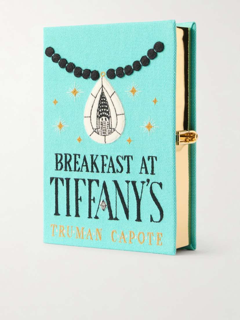 Olympia Le-Tan Breakfast At Tiffany's Appliquéd Embroidered Canvas Clutch