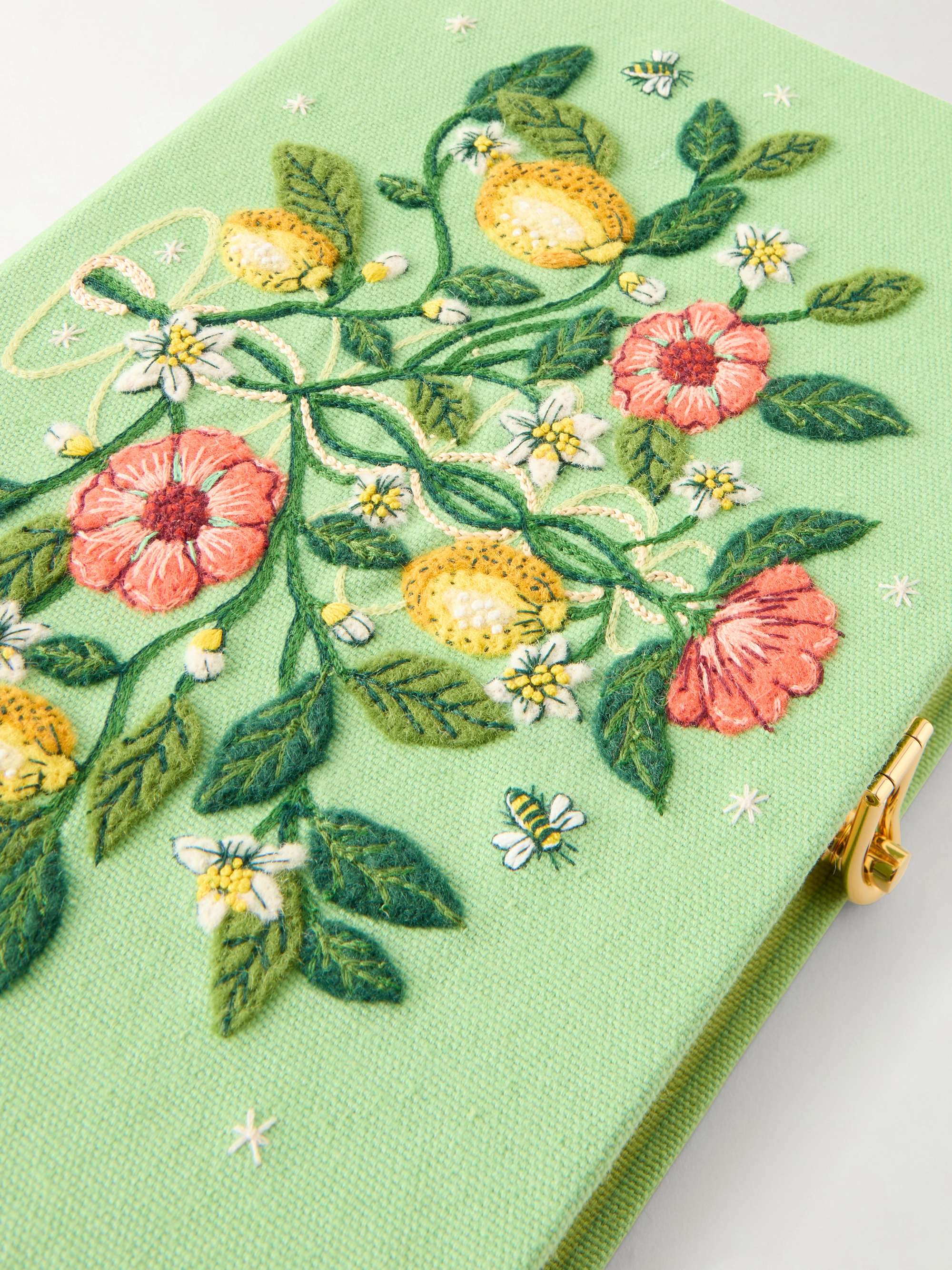 OLYMPIA LE-TAN Botanical Chic appliquéd embroidered canvas clutch
