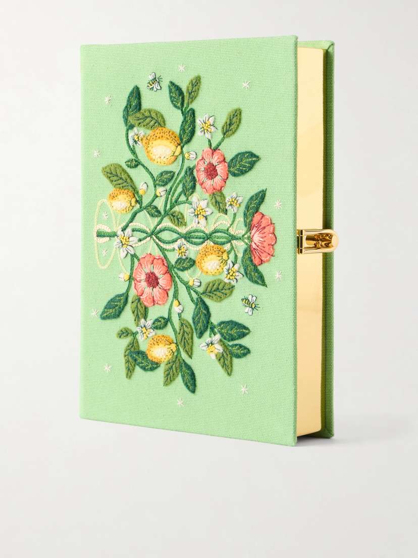 Olympia Le-Tan Botanical Chic Appliquéd Embroidered Canvas Clutch