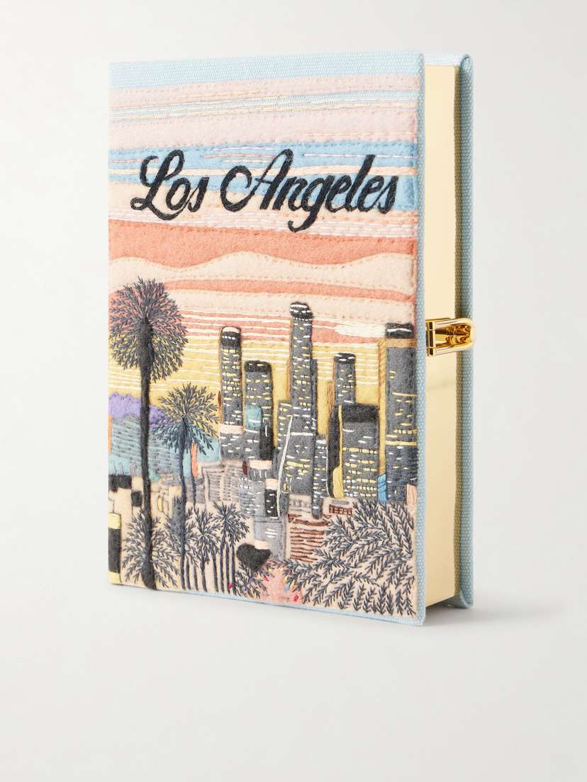 Olympia Le-Tan Los Angeles Appliquéd Embroidered Canvas Clutch