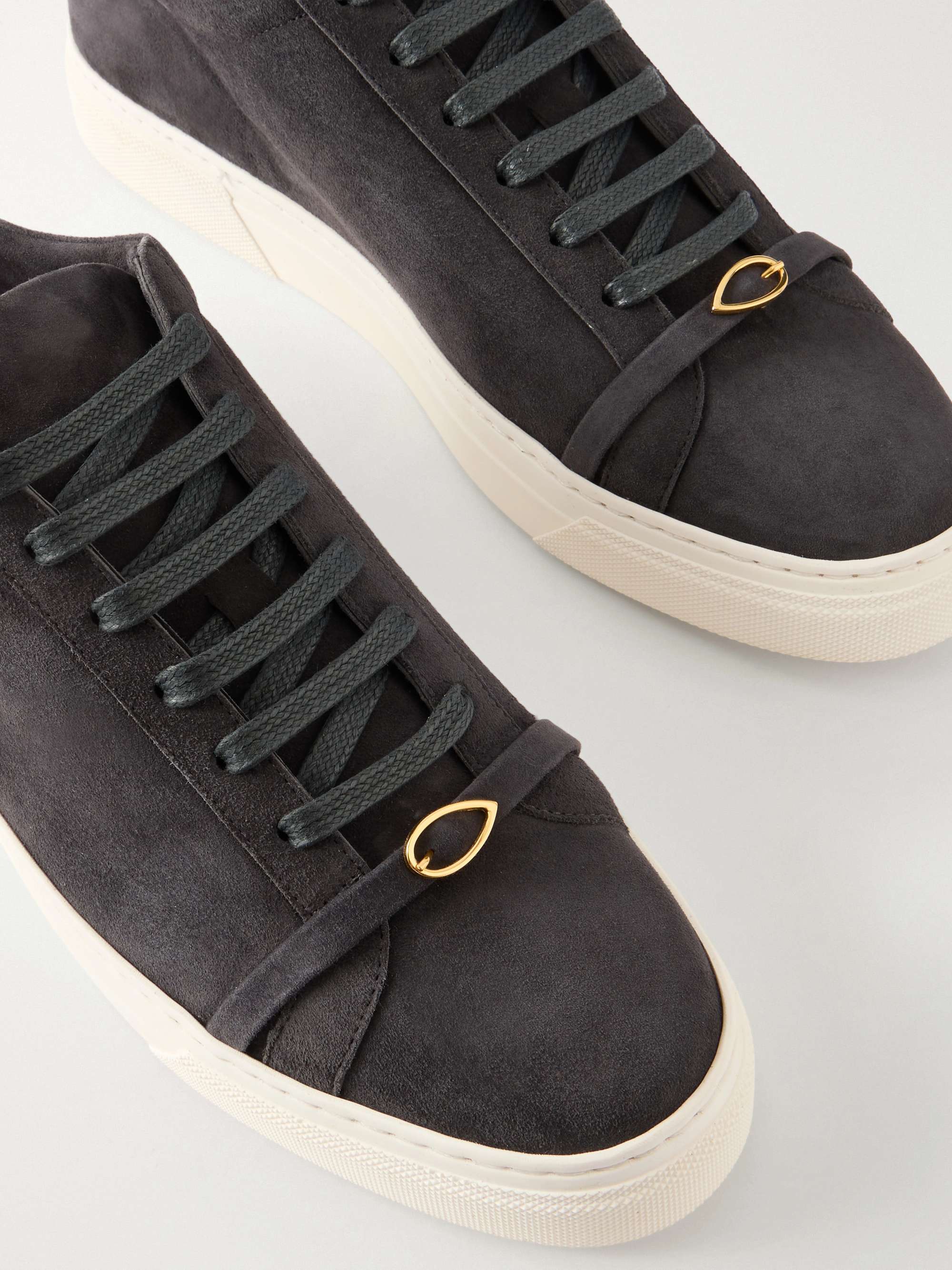 JENNIFER CHAMANDI Embellished suede sneakers | NET-A-PORTER
