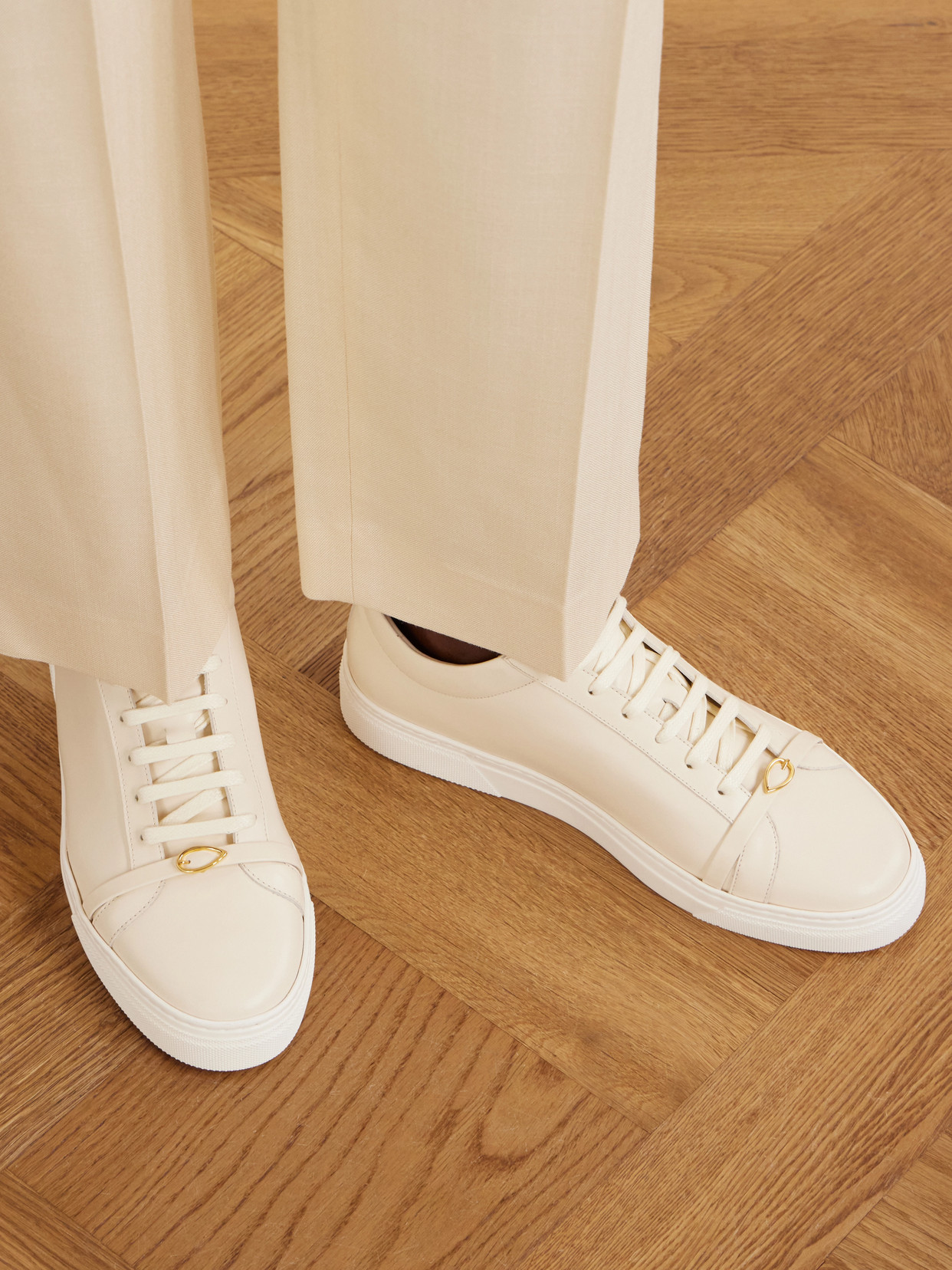 Jennifer Chamandi Leather Sneakers In Nude