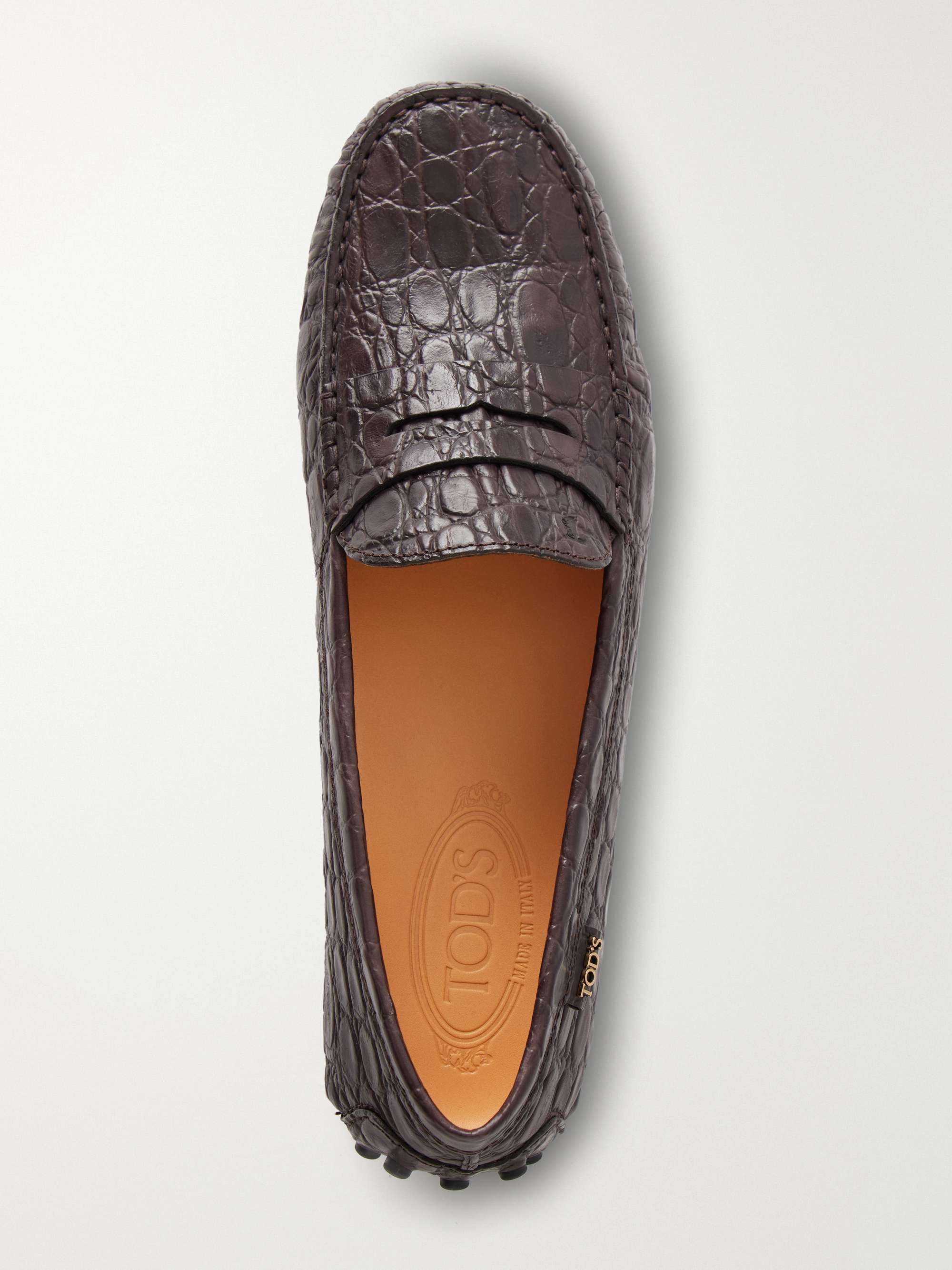 TOD'S Gommino croc-effect leather loafers | NET-A-PORTER