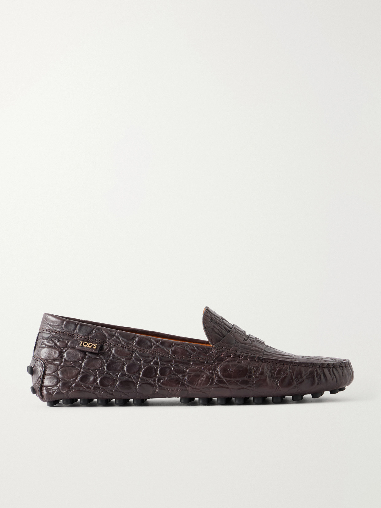 Tod's Gommino Croc-effect Leather Loafers In Brown