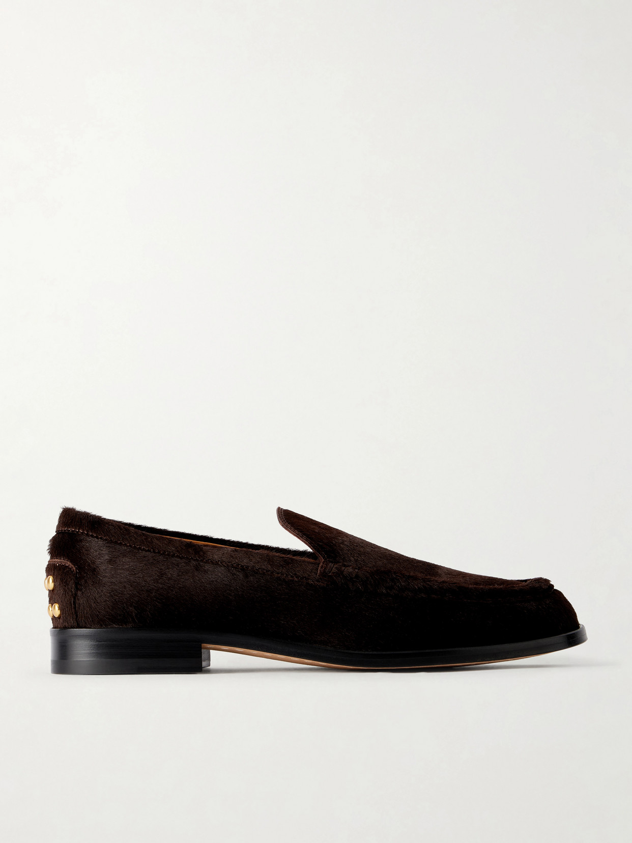 Tod's Studded Calf Hair Loafers In Brown