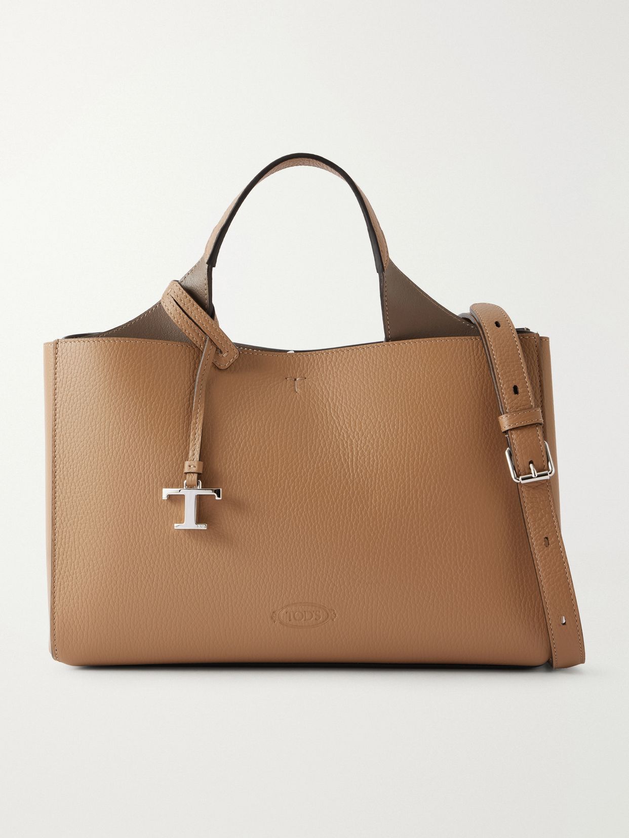 Mini textured-leather tote