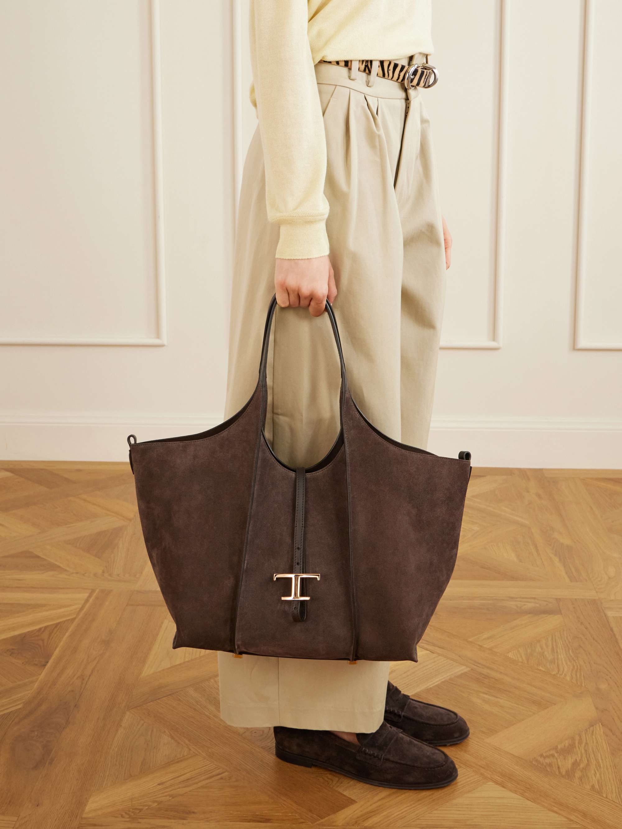 TOD'S T Timeless medium suede shoulder bag | NET-A-PORTER