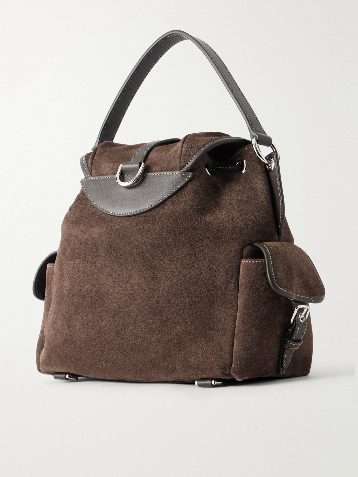 Tim Zaino Mini Leather-Trimmed Suede Shoulder Bag