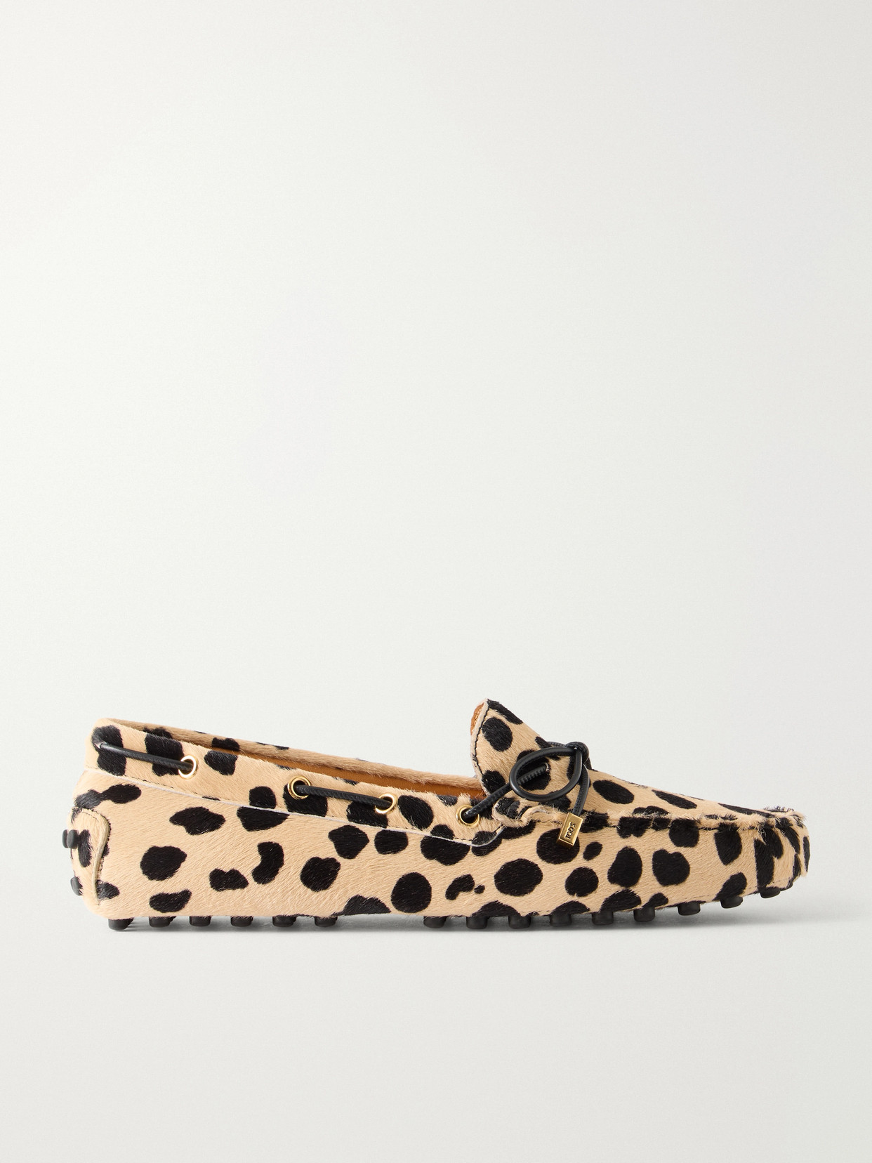 Tod's Gommino Bow-detail Animal-print Calf-hair Loafers In Animal Print