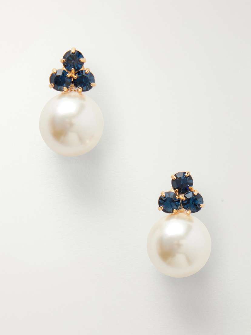 Jennifer Behr Belen Gold-tone, Sapphire And Pearl Earrings