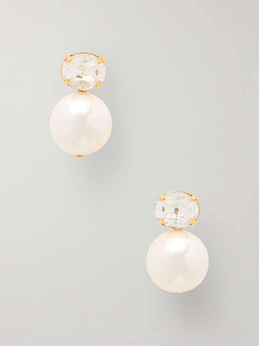 Jennifer Behr Nina Gold-tone Crystal And Pearl Earrings