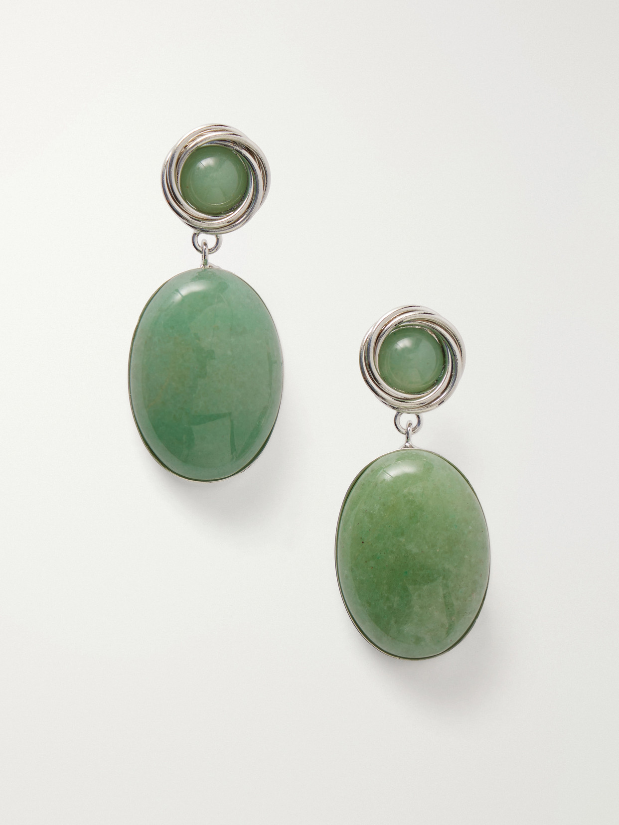 Jennifer Behr Ruthie Silver-tone Aventurine Earrings In Green