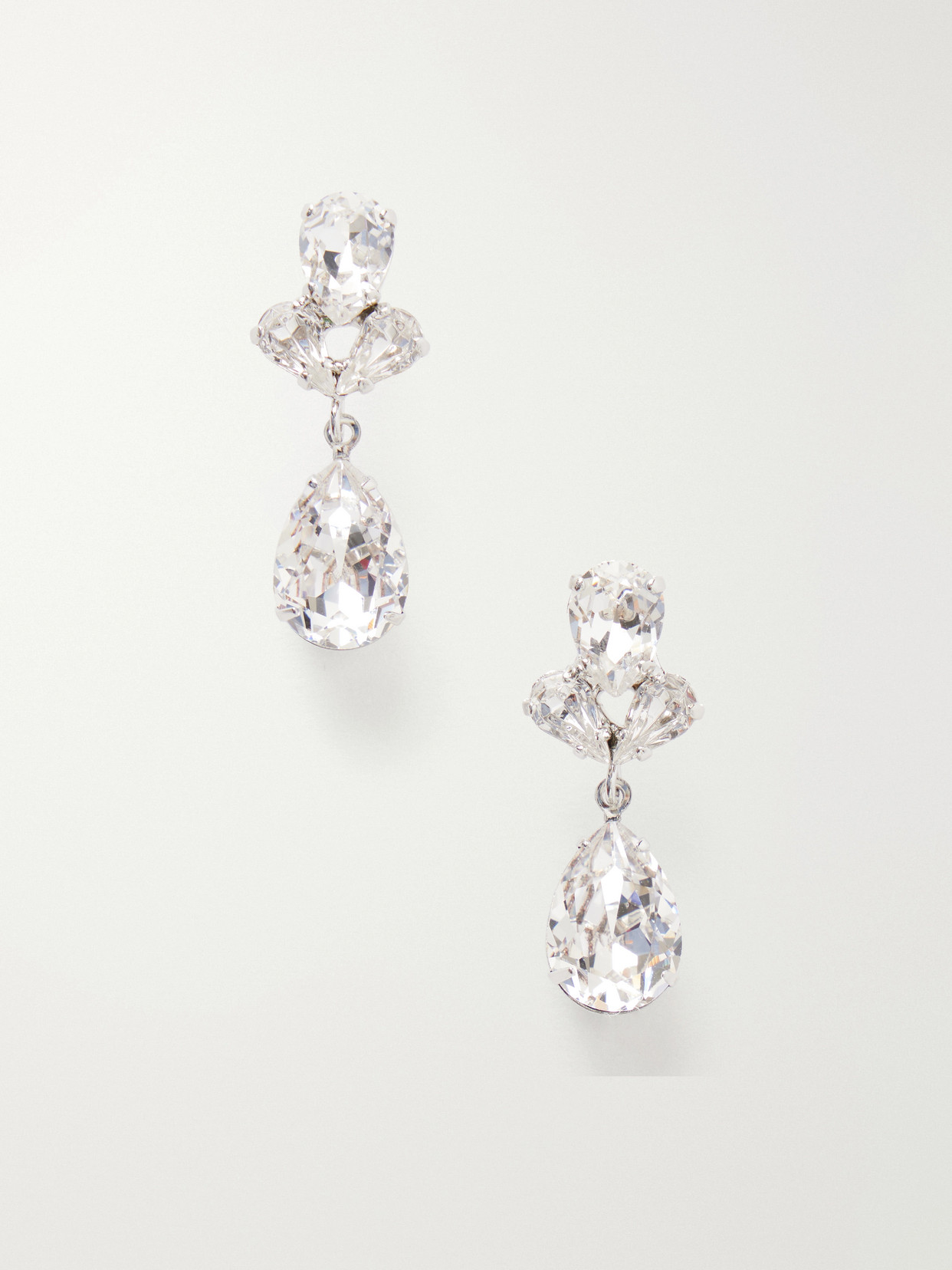 Jennifer Behr Mariza Silver-tone Crystal Earrings In Transparent