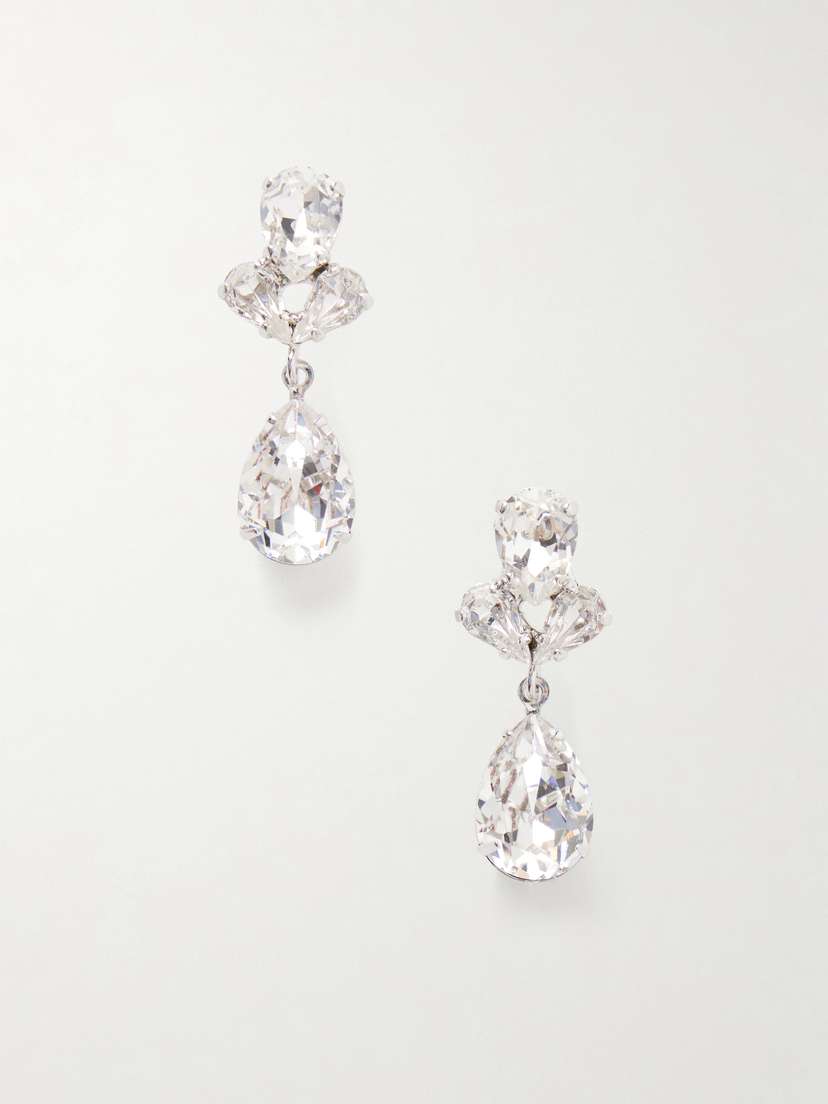 Jennifer Behr Mariza Silver-tone Crystal Earrings