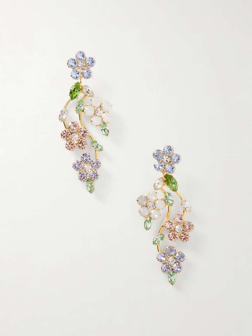 Jennifer Behr Adeline Gold-tone Crystal Earrings