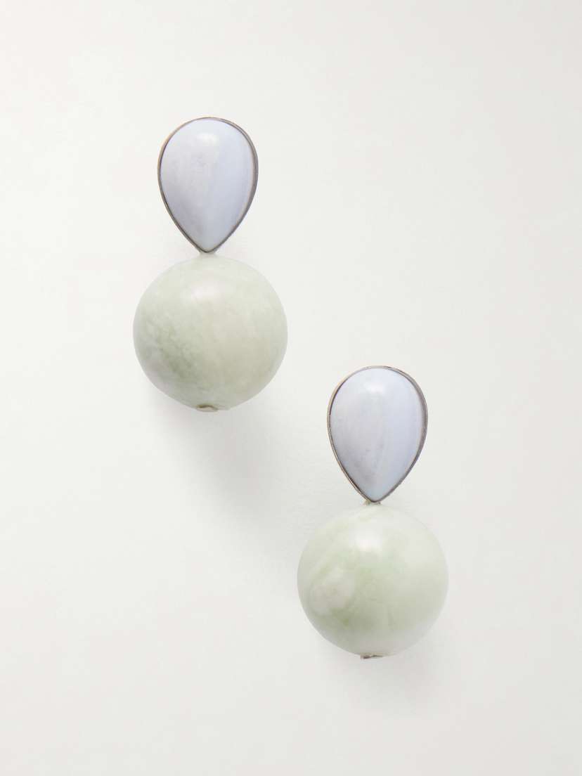 Jennifer Behr Allison Silver-tone Jade Earrings