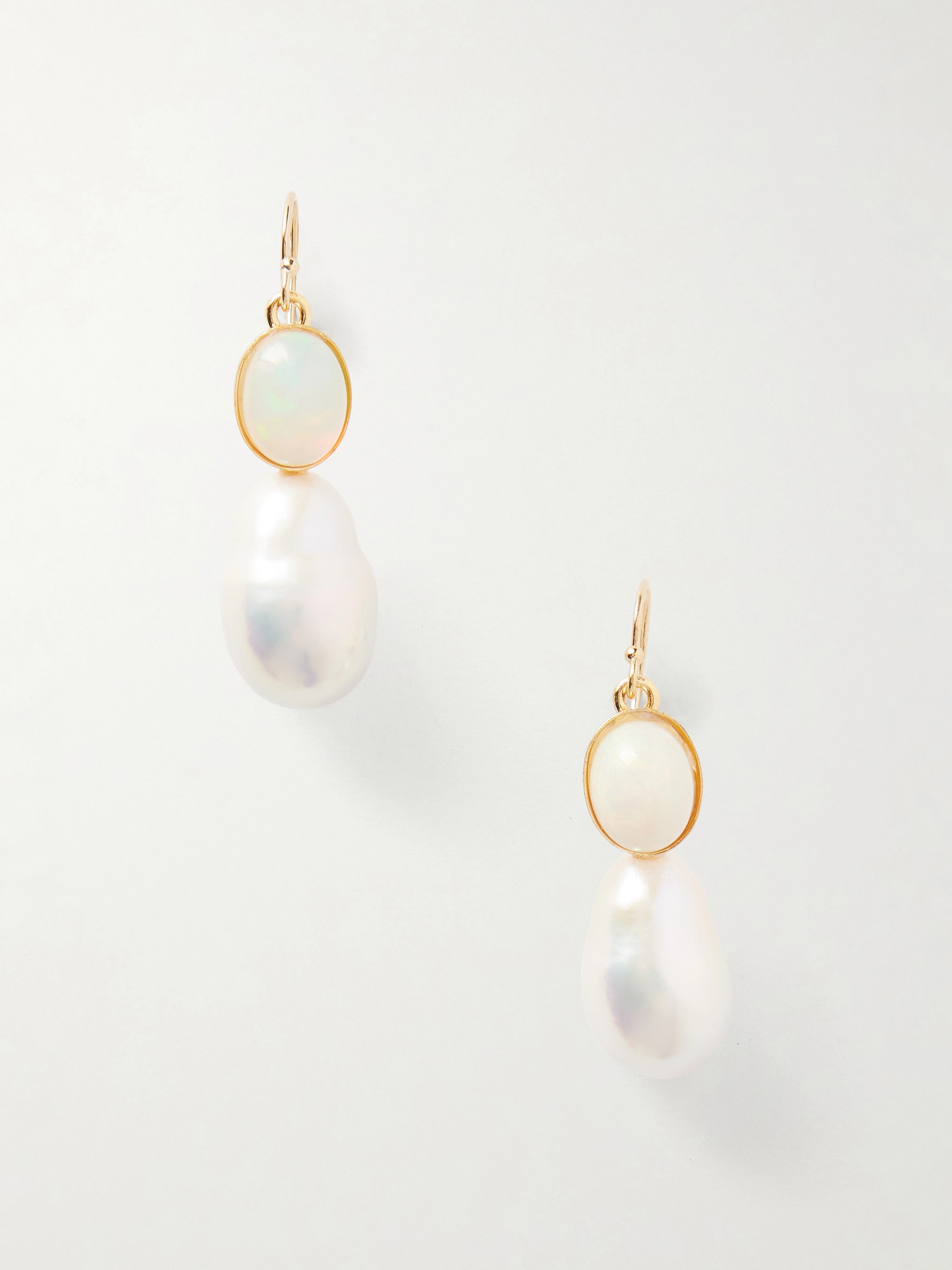 Jennifer Behr Tatum Iridescent Opal And Pearl Earrings In Gold