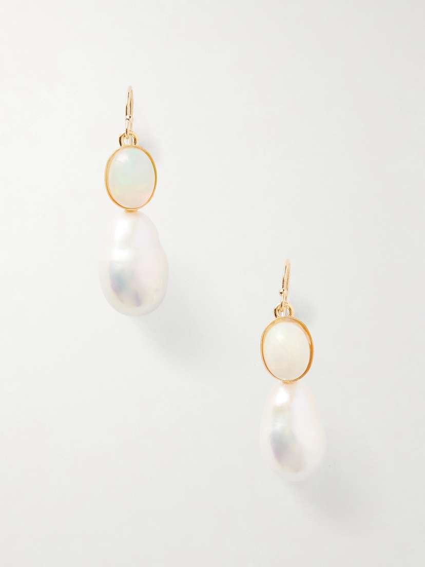 Jennifer Behr Tatum Iridescent Opal And Pearl Earrings