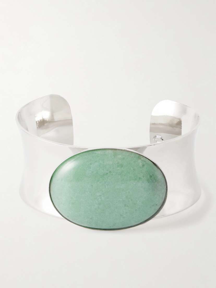 Jennifer Behr Johanna Silver-tone Aventurine Bangle