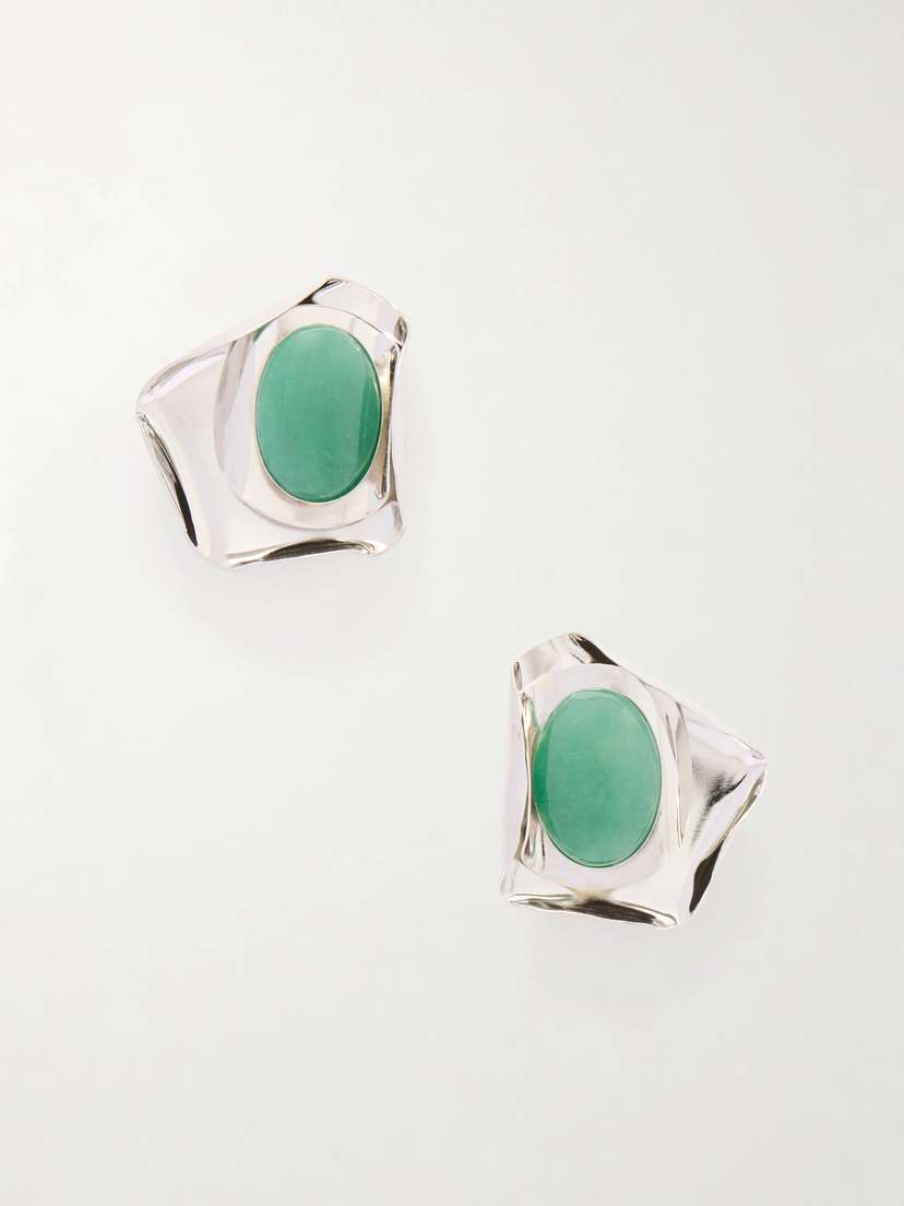 Jennifer Behr Kendall Silver-tone Aventurine Earrings