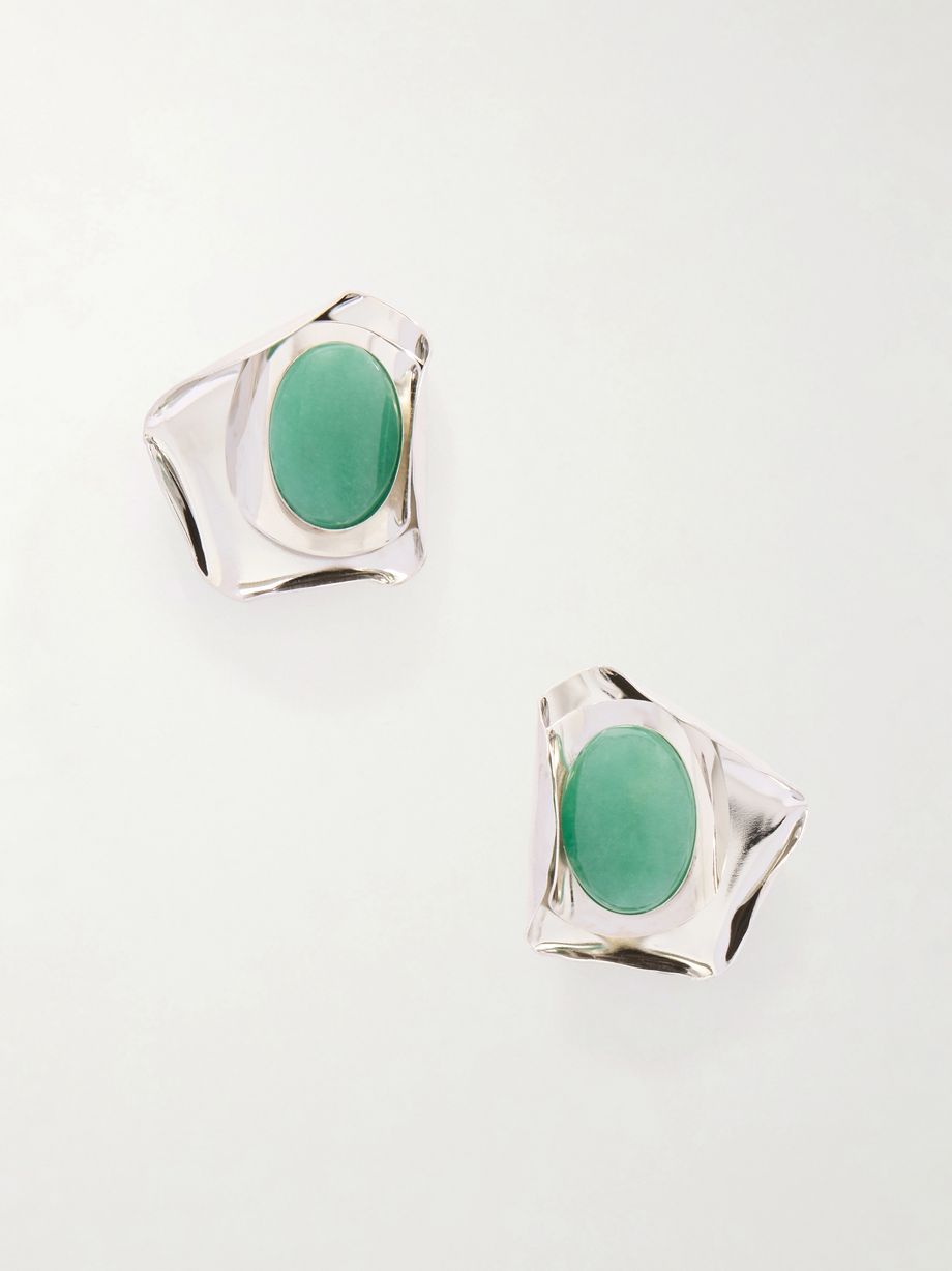 Kendall silver-tone aventurine earrings