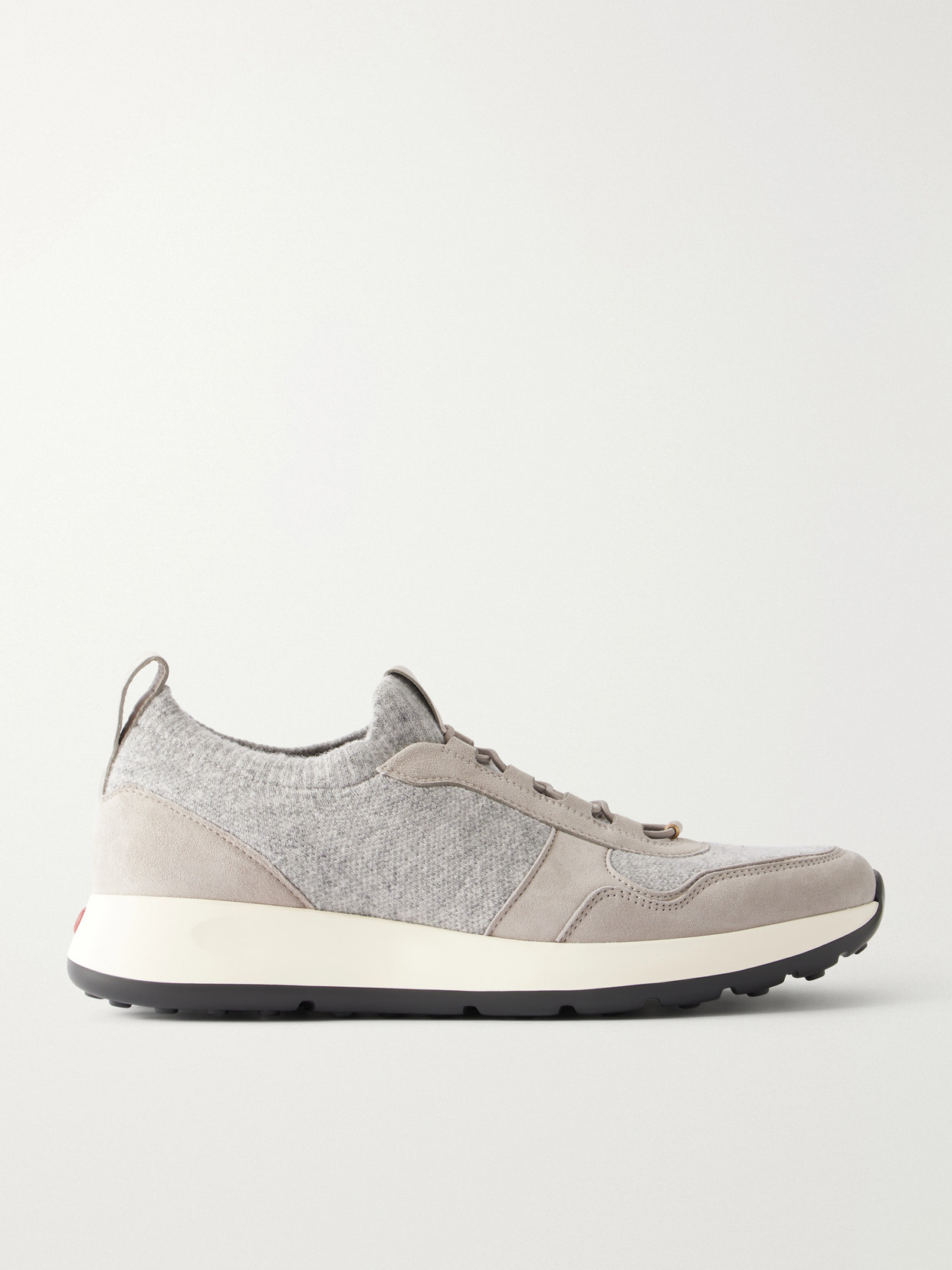 Tod's Suede-trimmed Sneakers In Gray