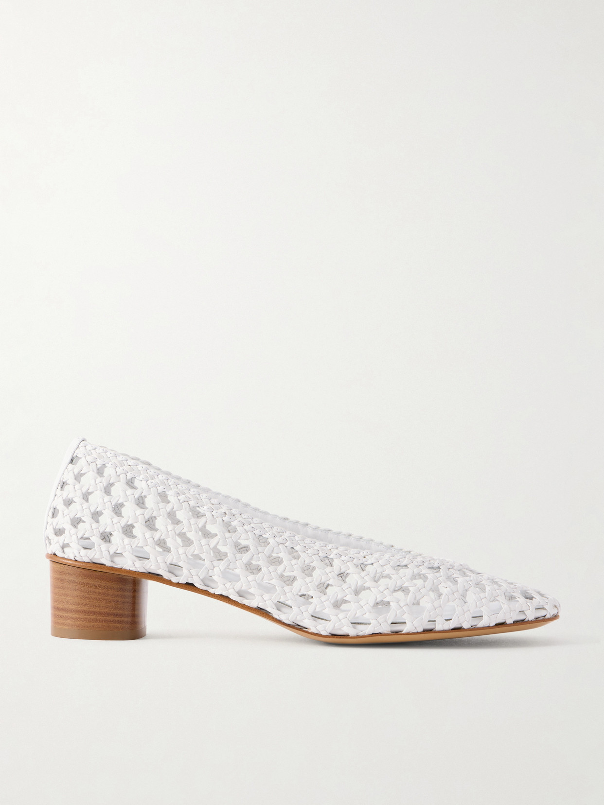 Le Monde Beryl Woven Leather Pumps In White