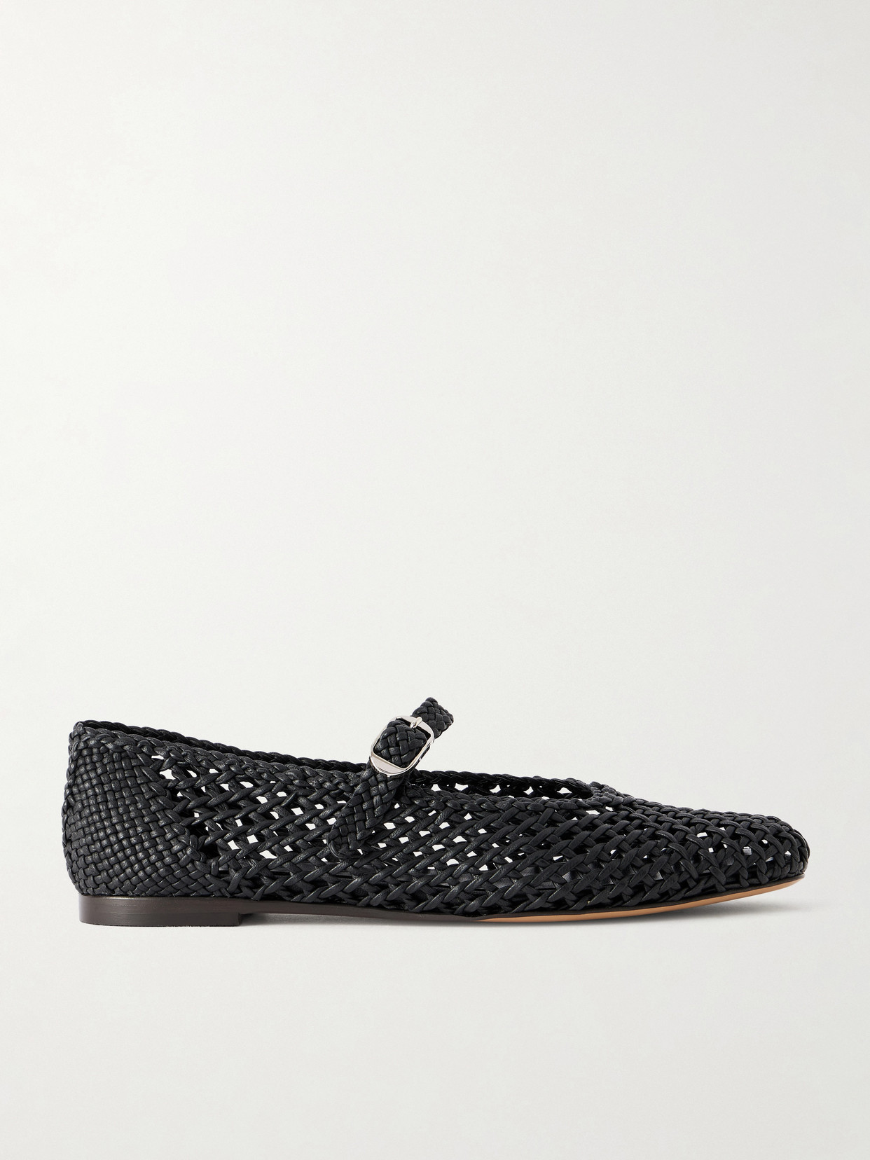 Le Monde Beryl Mary Jane Knotted Leather Ballet Flats In Black