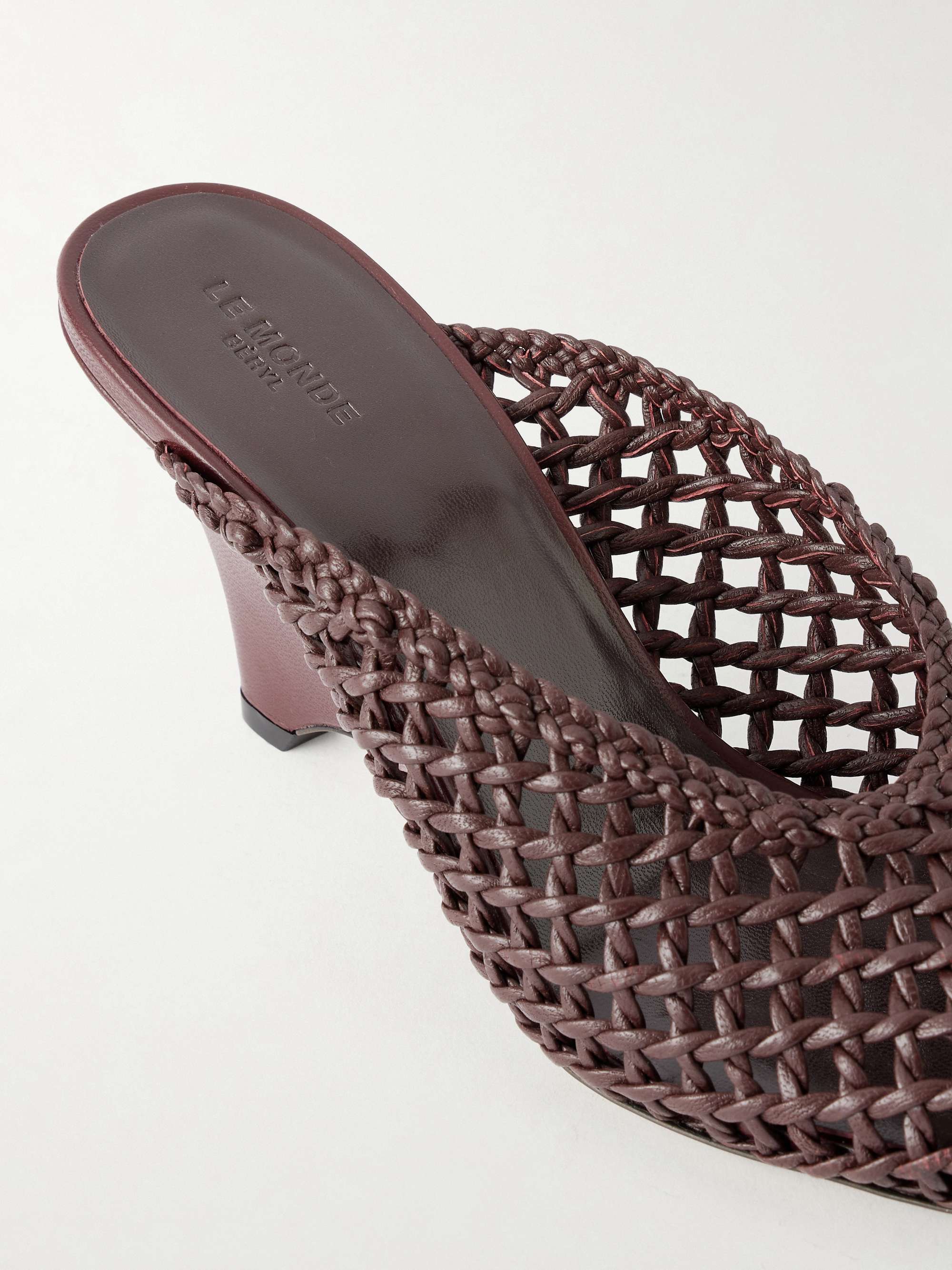 LE MONDE BERYL Victoria 70 woven leather mules | NET-A-PORTER