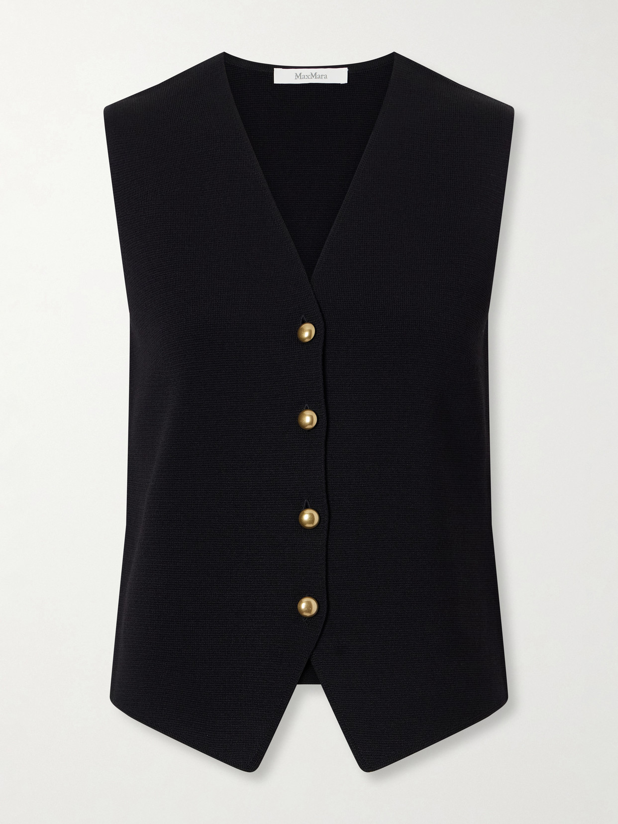 Max Mara Gola Grain De Poudre Vest In Black